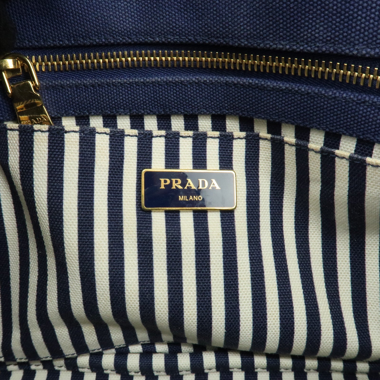 PRADA Canapa Mini Canvas 2Way Bag Hand Shoulder Bag Navy 1BG439