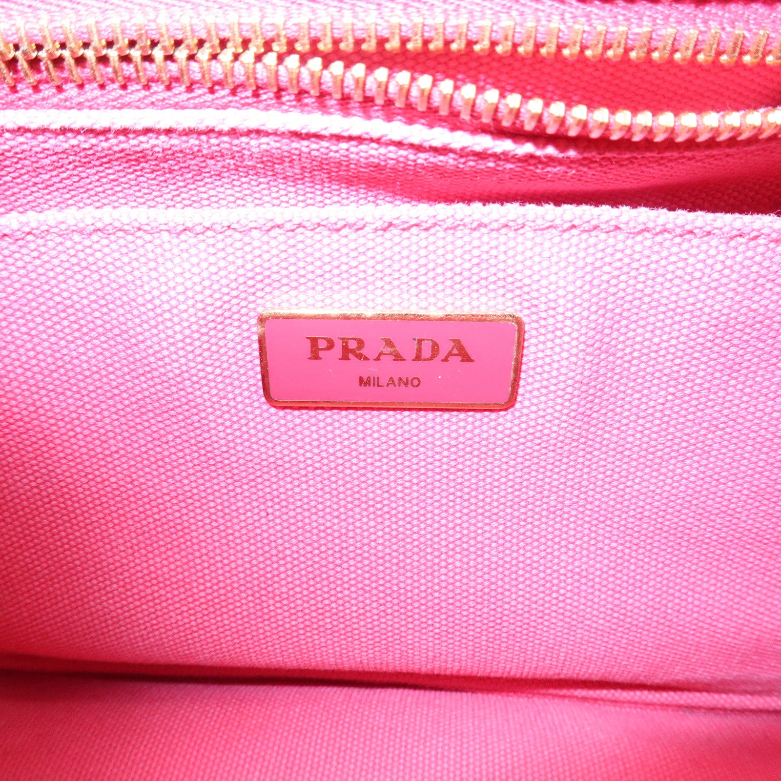 PRADA Logo Canapa Mini Canvas Tote Bag Hand Bag Pink BN2439