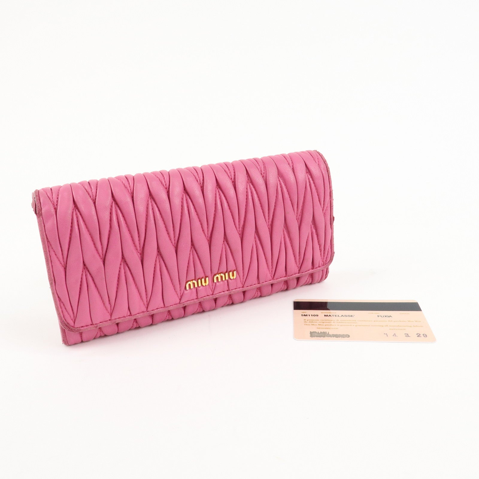 MIU MIU Matelasse Set of 2 Long Wallet Pink 5M1109 5M1183