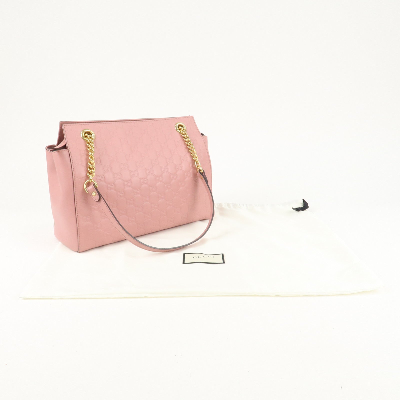 GUCCI Guccissima Leather Chain Tote Bag Shoulder Bag Pink 453773