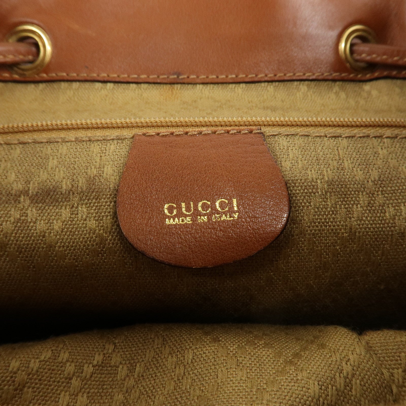 GUCCI Bamboo Suede Leather Back Pack Rack Sack Brown 003.1998