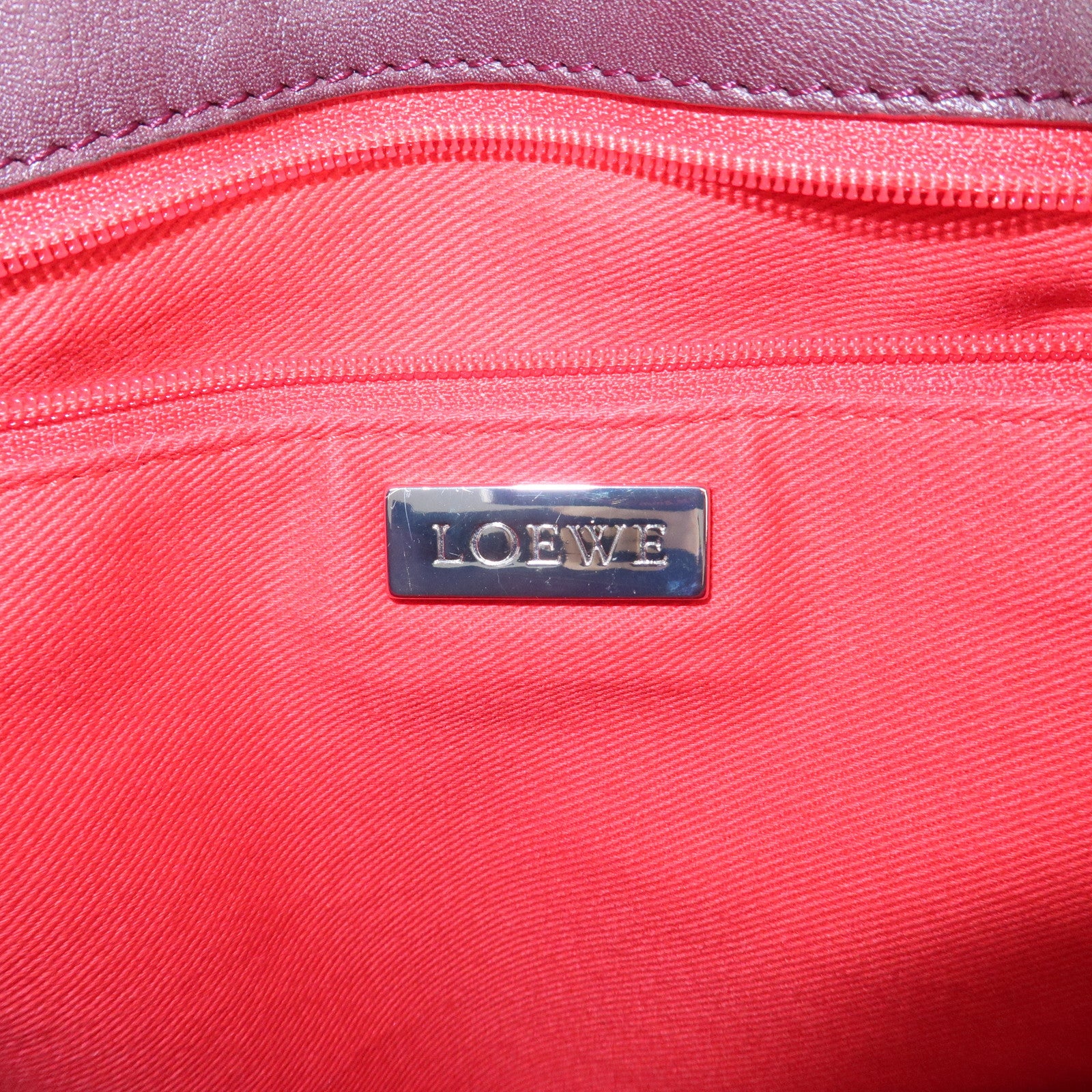 LOEWE Anagram Suede Leather Hand Bag Bordeaux