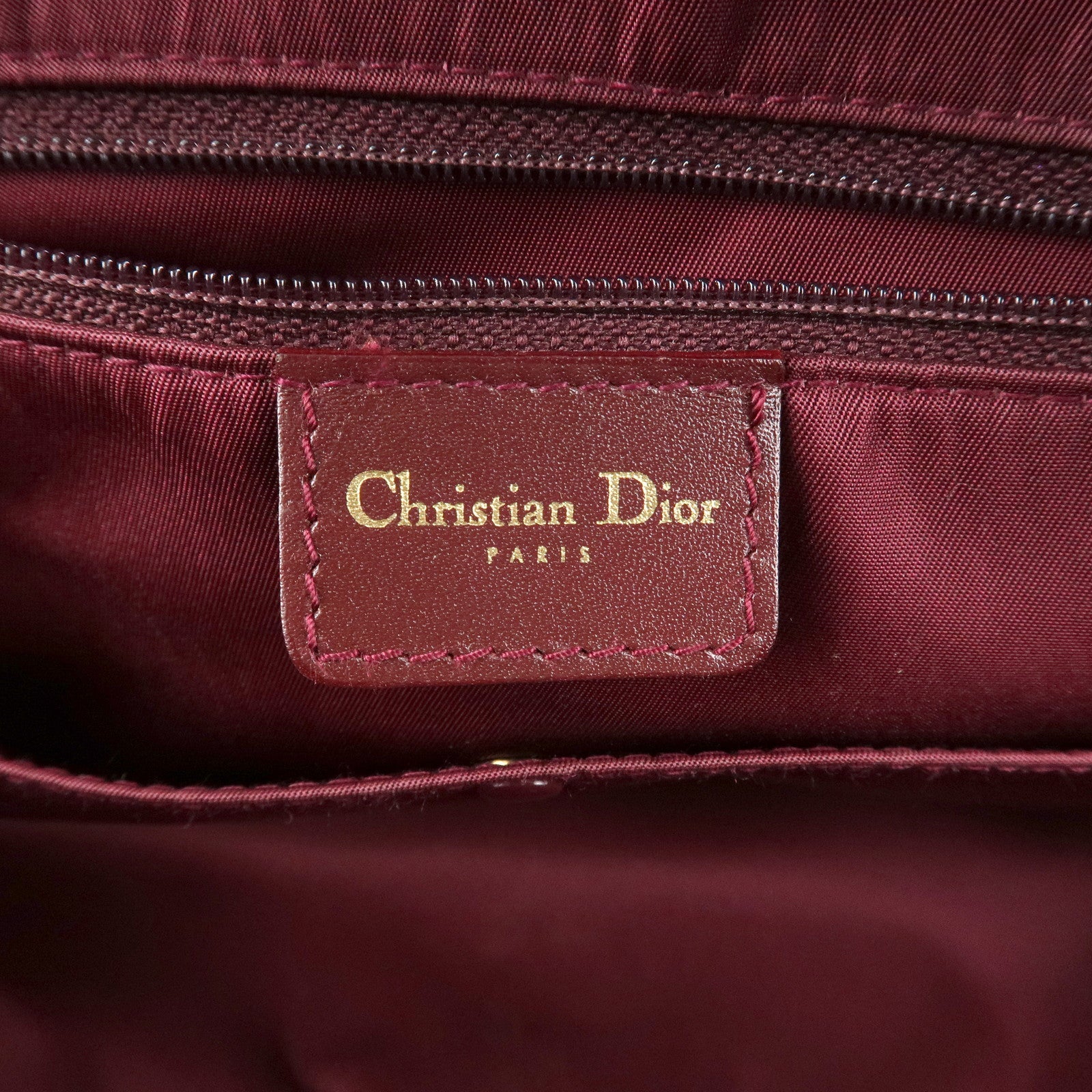 Christian Dior Trotter Canvas Leather Boston Bag Bordeaux