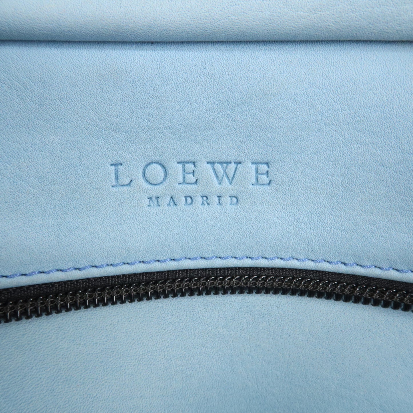 LOEWE Anagram Suede Leather Amazona 28 Hand Bag Blue Navy