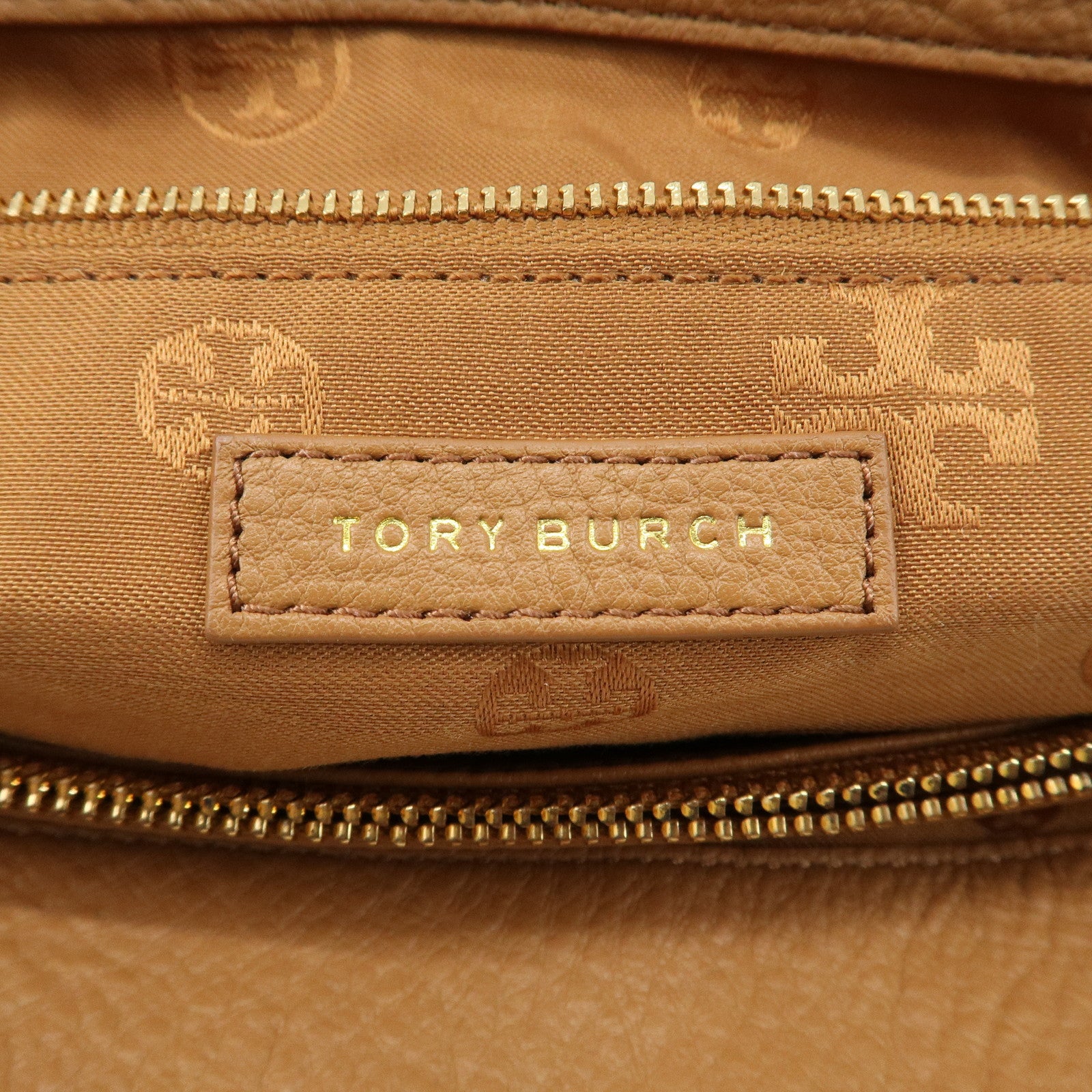 Tory Burch Leather Chain Shoulder Bag Light Brown Gold HDW Used