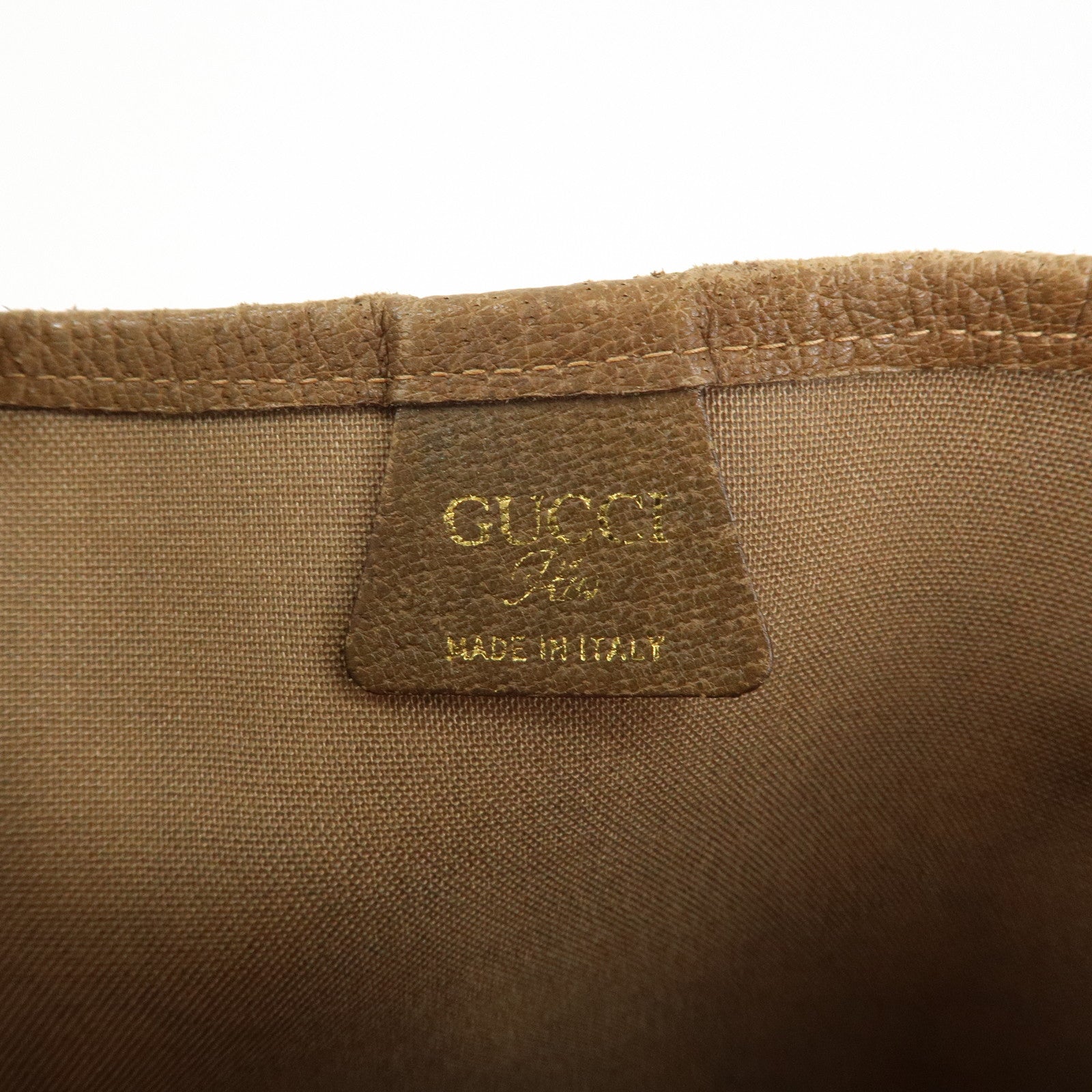 GUCCI Sherry GG Plus Leather Old Gucci Tote Bag Beige Brown