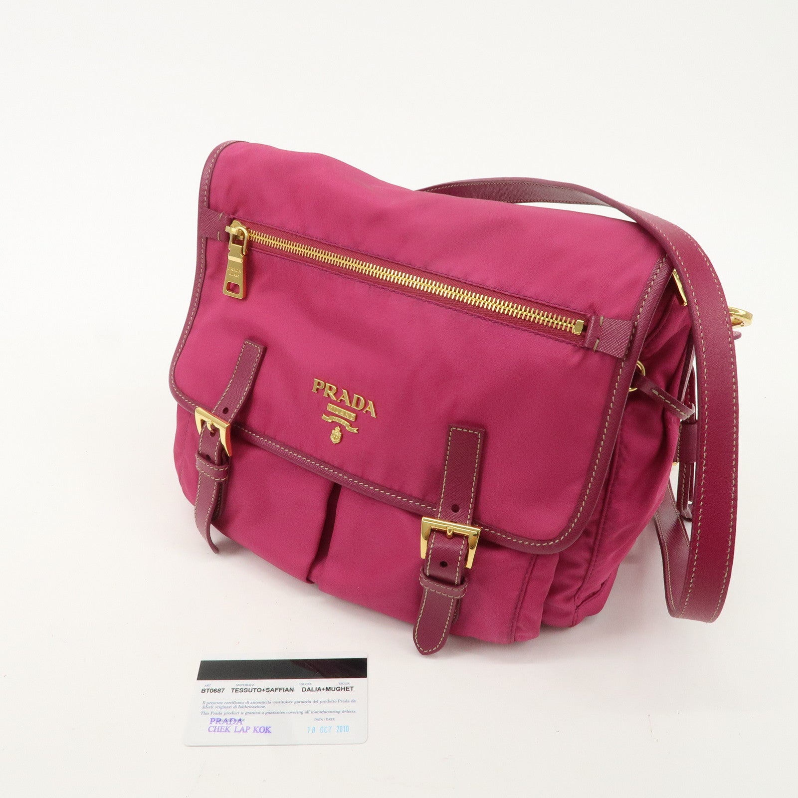 PRADA Nylon Leather Shoulder Bag Crossbody Bag Pink BT0687