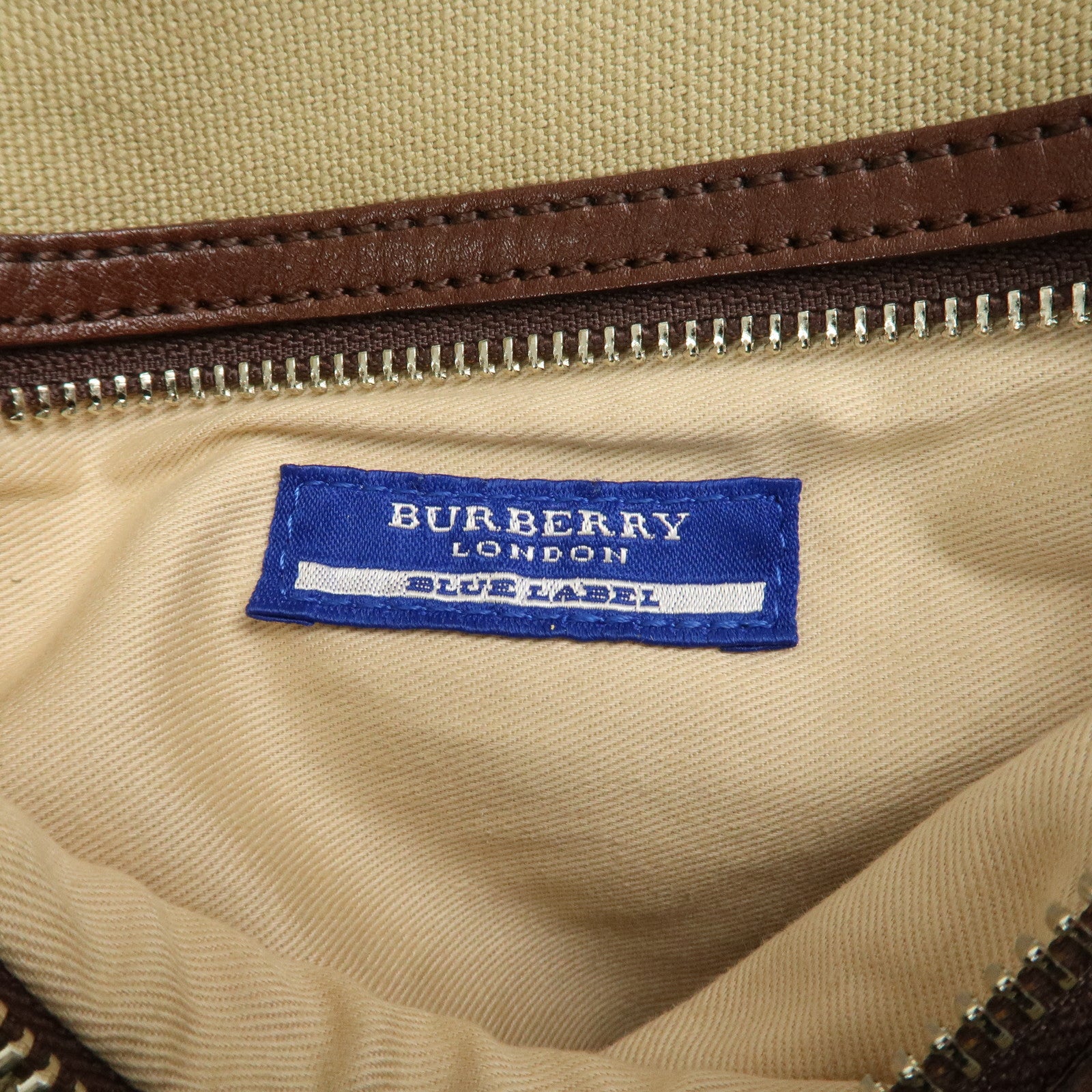 BURBERRY Blue Label Canvas Leather Equestrian Knight Shoulder Bag Used