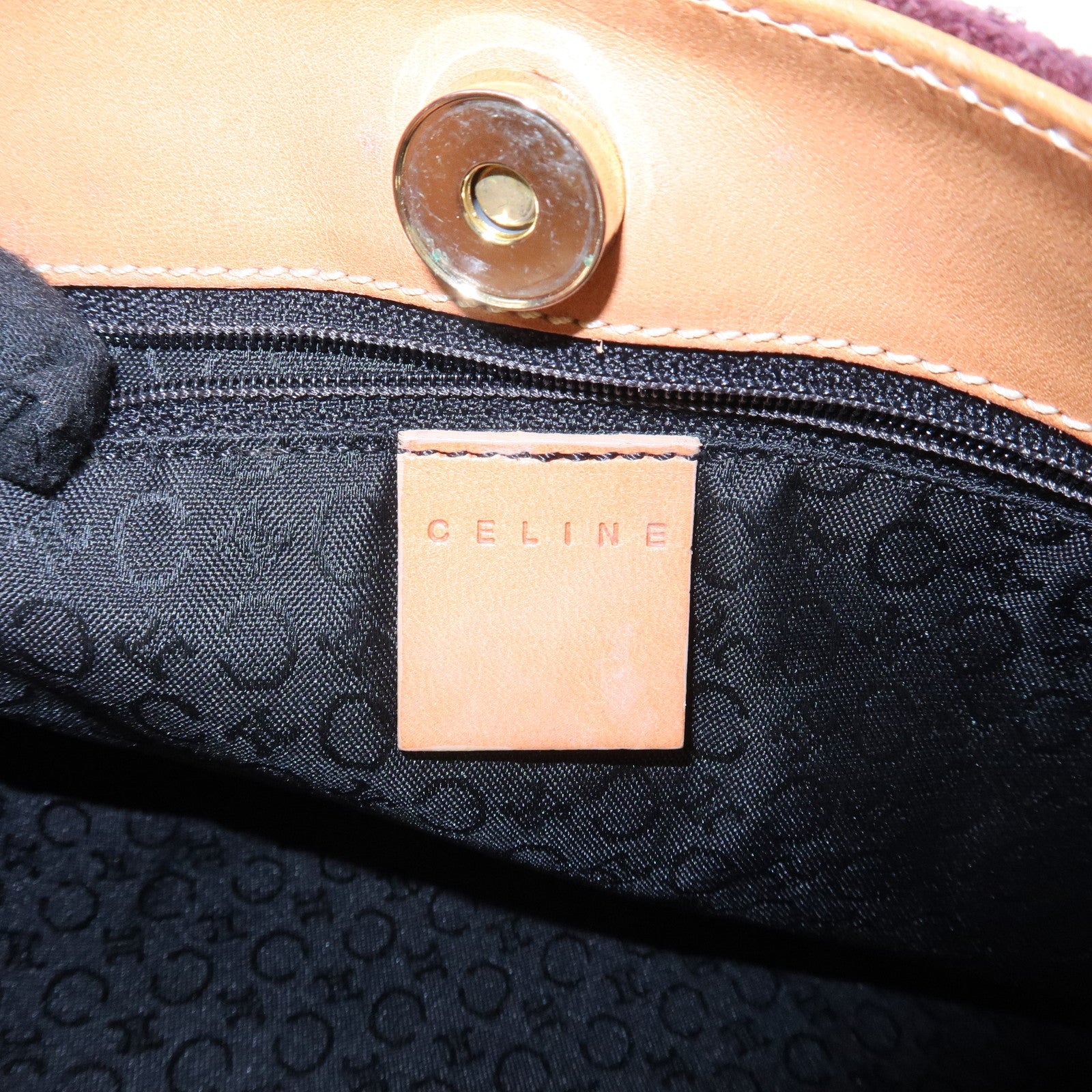 CELINE Suede Shoulder Bag Wine Beige MC00/2 Used