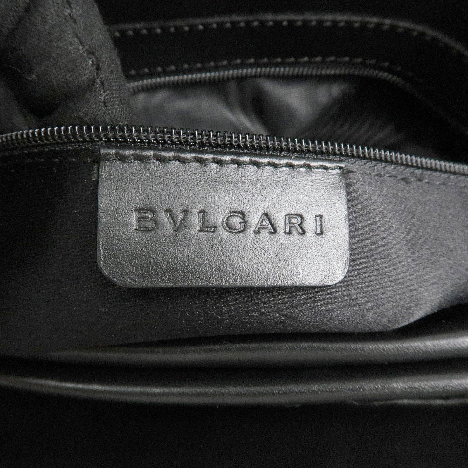 BVLGARI Logo Mania Canvas Leather Tote Bag Shoulder Bag Black