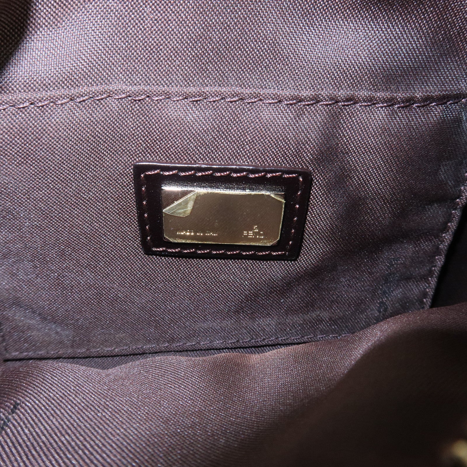 FENDI Suede Leather Gathered Shoulder Bag Dark Brown 8BR454 Used