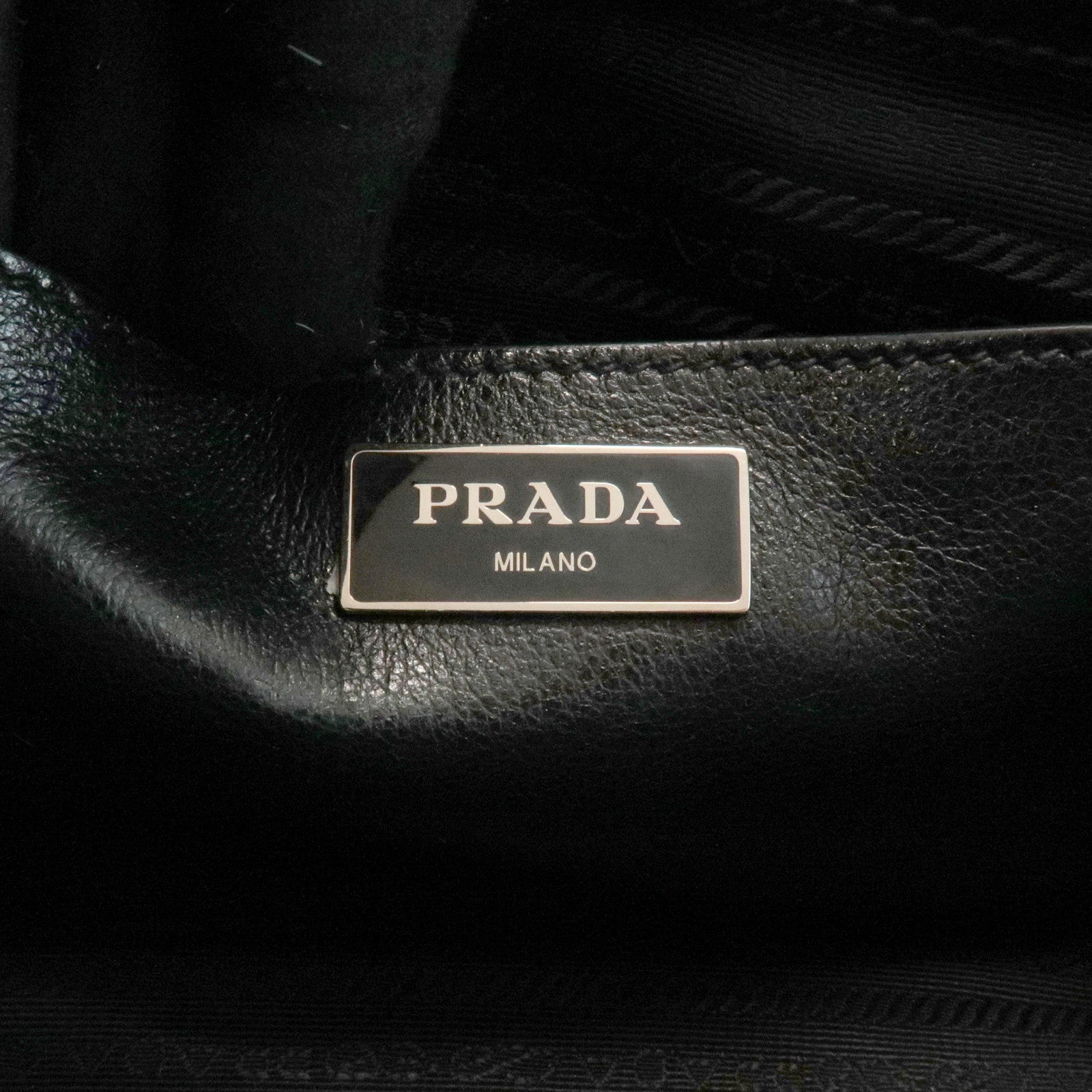 PRADA Unborn Calf Leather Hand Bag Blue Black 1BA025g Used