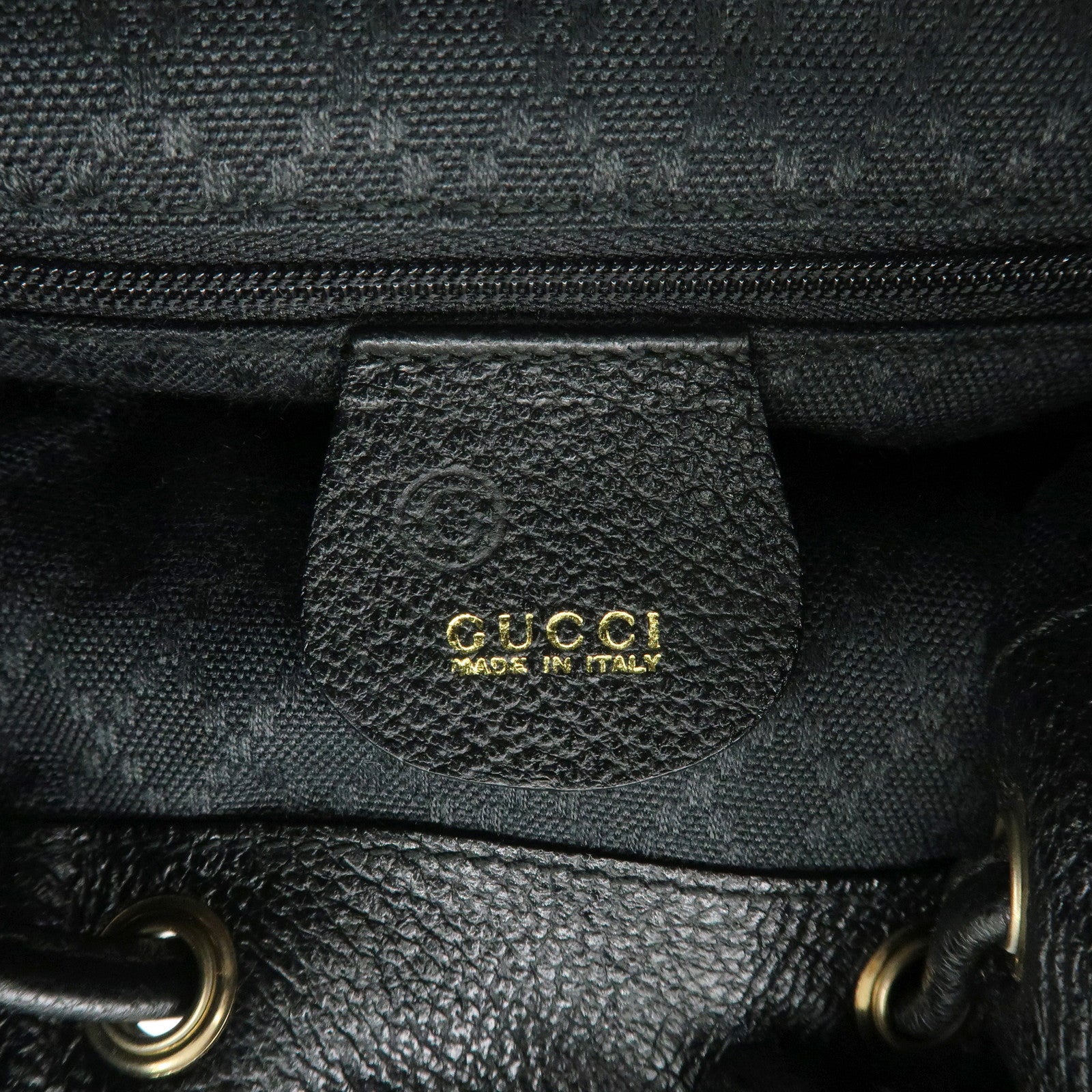 GUCCI Bamboo Suede Leather Back Pack Black 003.1956.0030