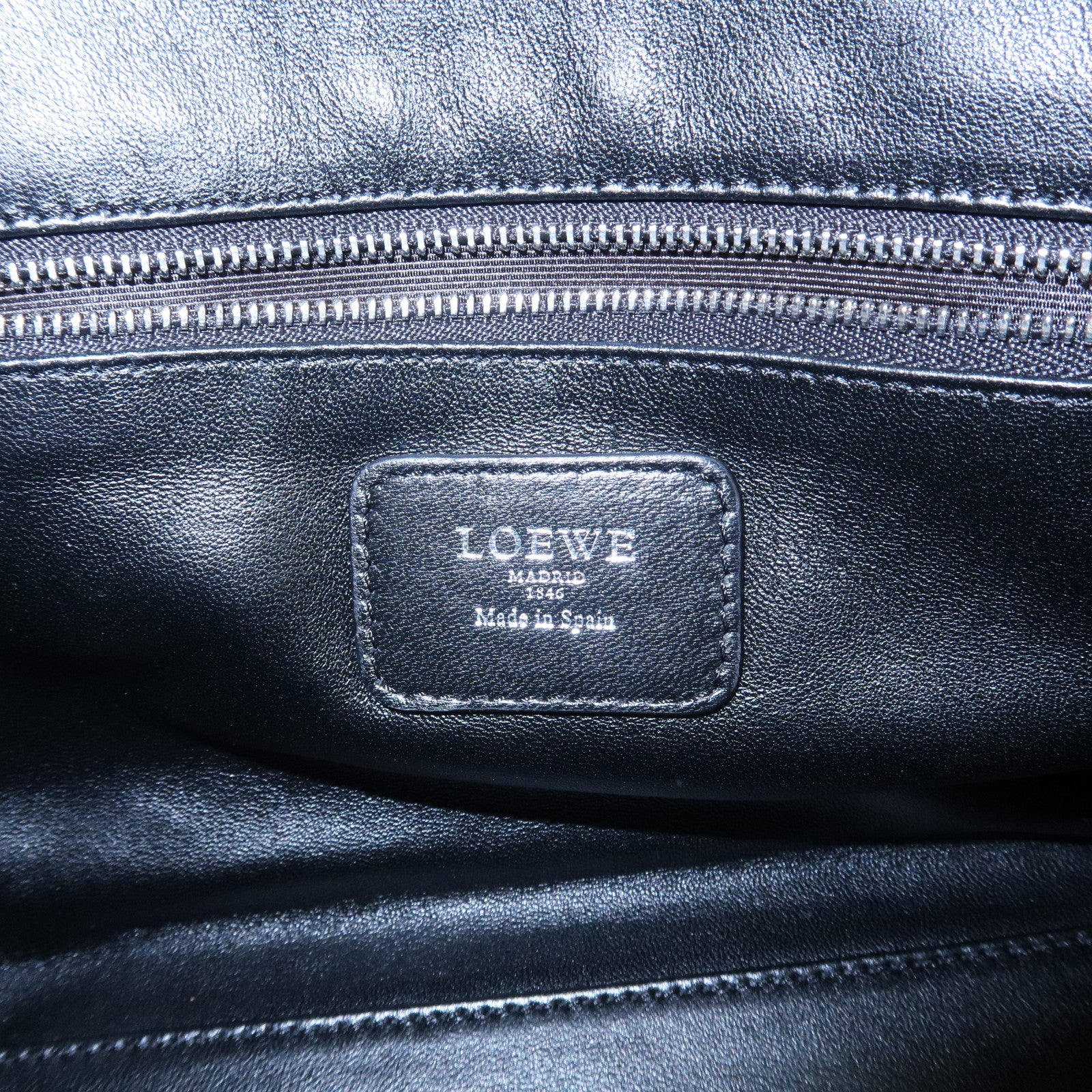 LOEWE Anagram Leather Amazona 28 Hand Bag Black Silver HDW