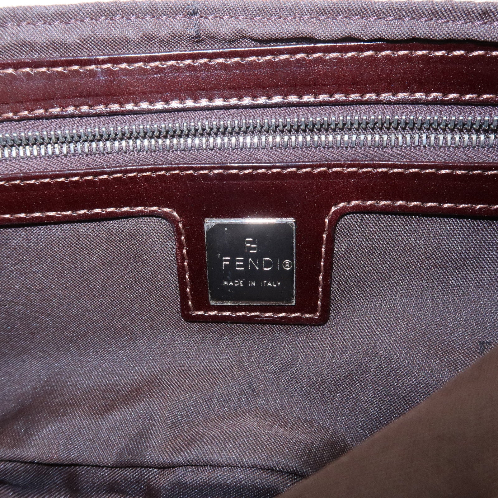 FENDI Mamma Baguette Zucca Canvas Shoulder Bag Beige White 26424 Used