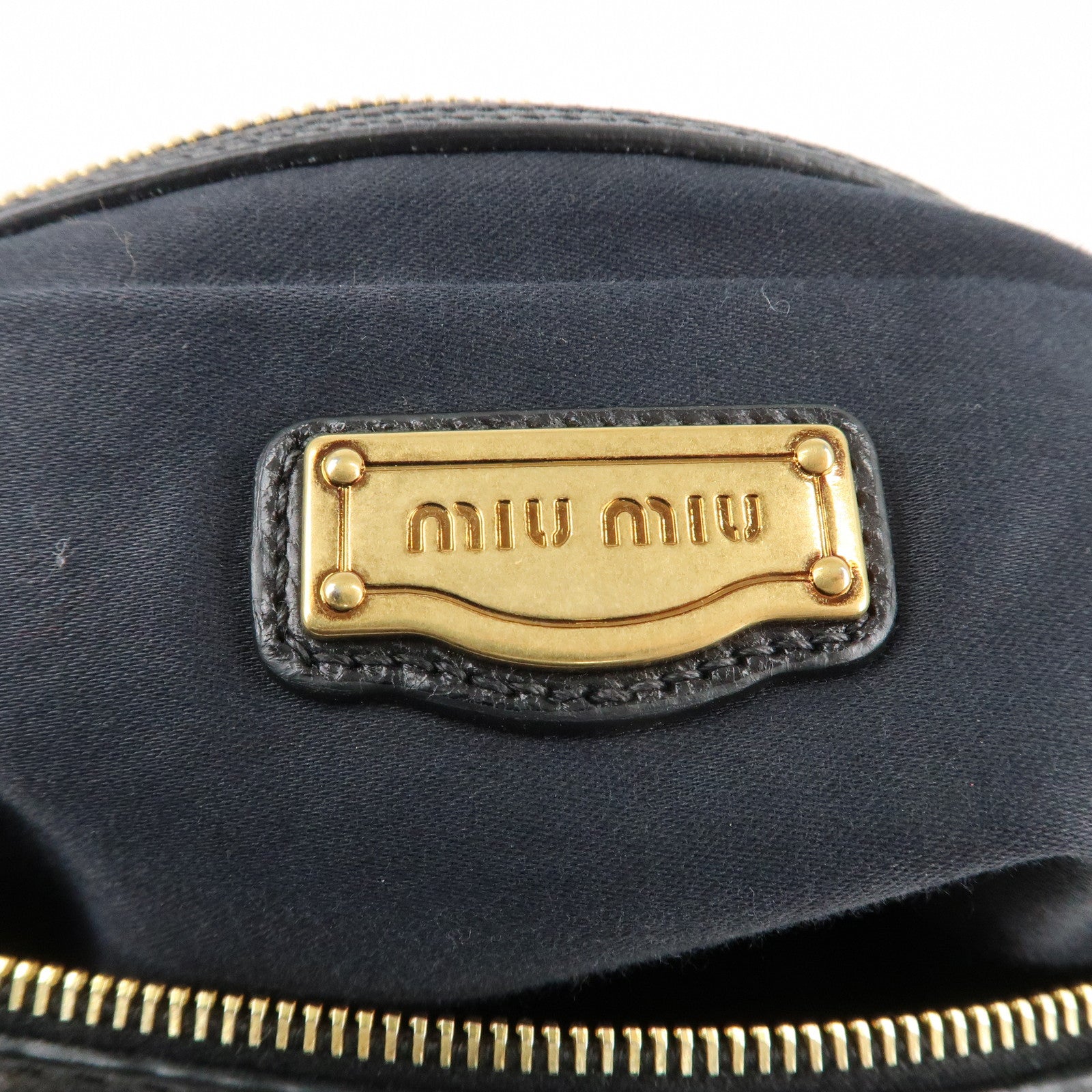 MIU MIU Leather 2 Way Bag Hand Bag Black