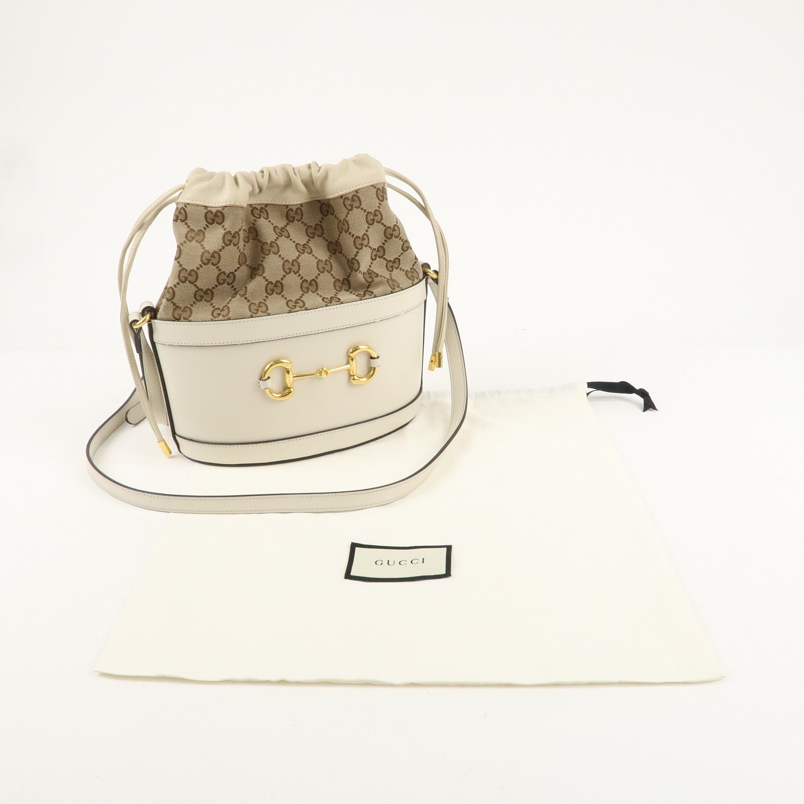 GUCCI Horsebit GG Canvas Leather Shoulder Bag *Outlet 602118