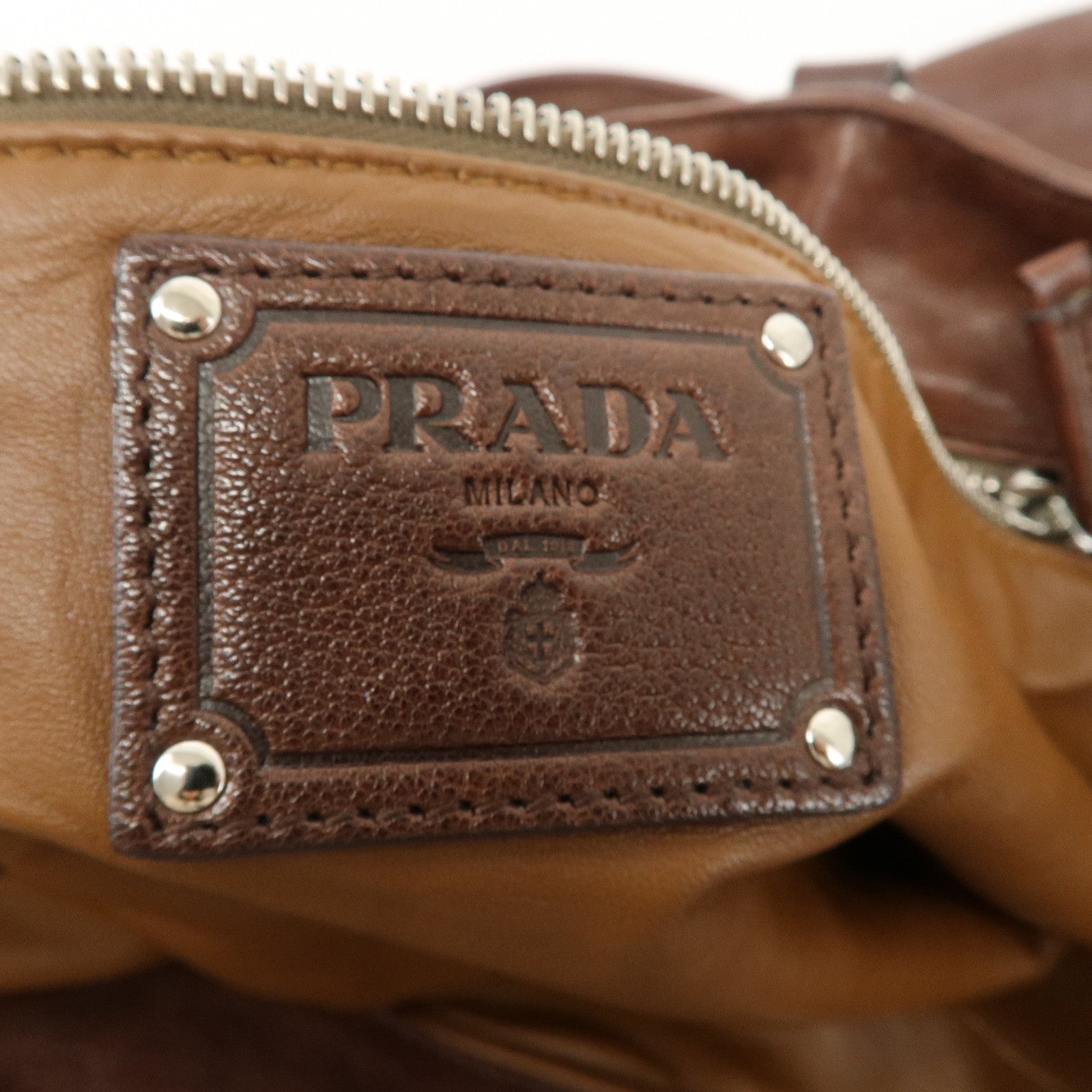 PRADA Leather 2Way Bag Shoulder Bag Crossbody Bag Brown