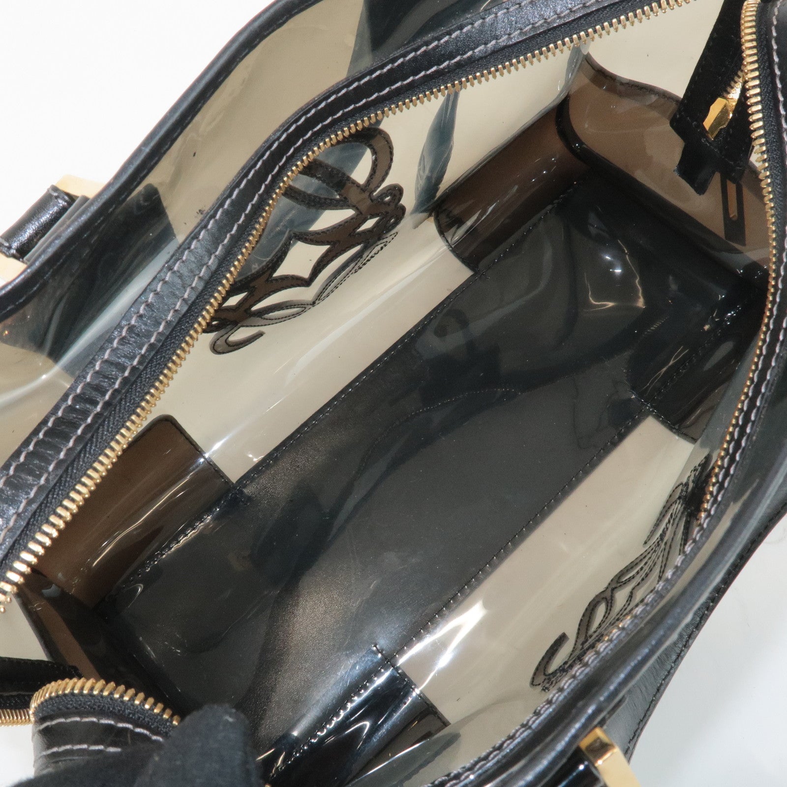 LOEWE Anagram Vinyl Leather Amazona 28 Clear Black Hand Bag