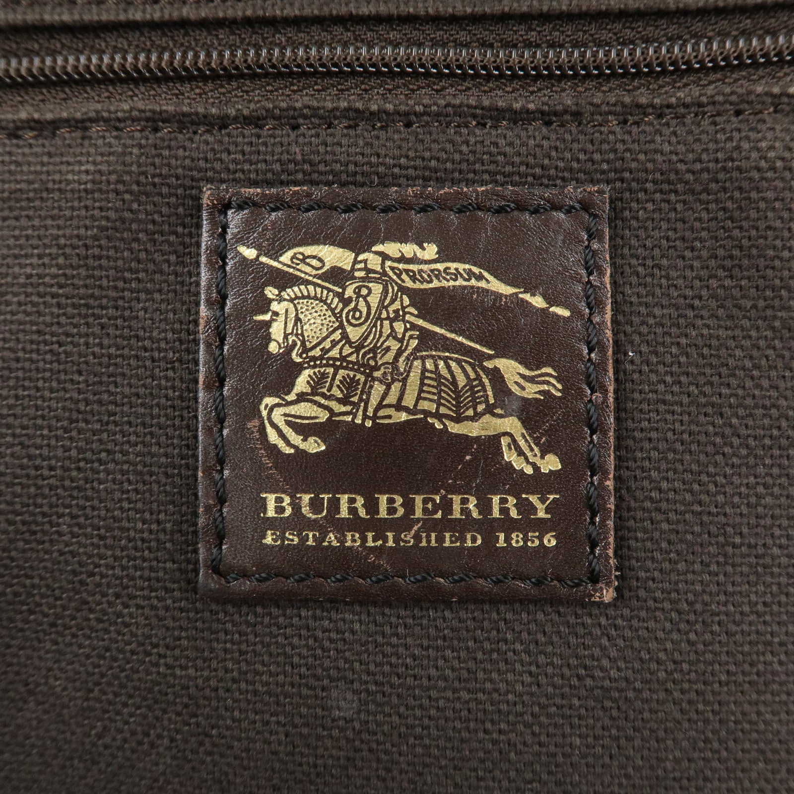 BURBERRY Nova Plaid PVC Leather Tote Bag Dark Brown Used