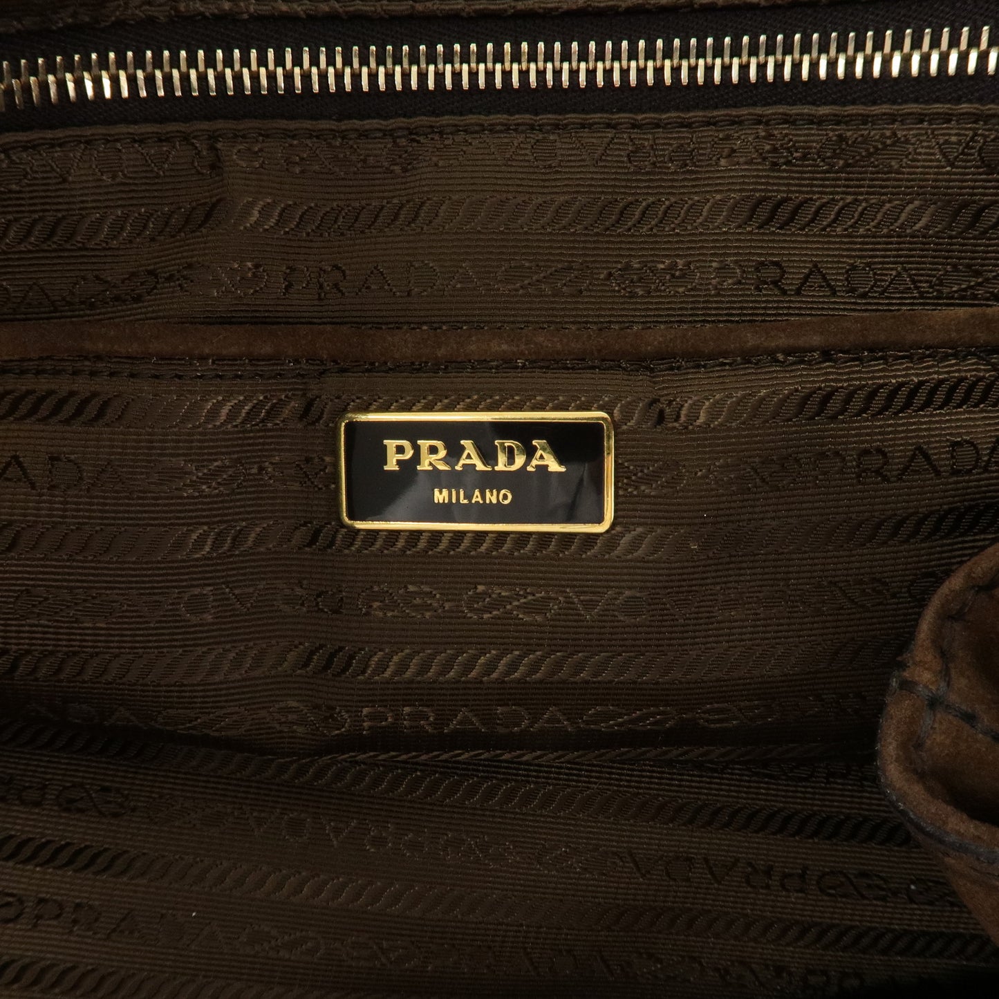 PRADA Suede Canapa Large Canvas Tote Hand Bag Brown BN1872