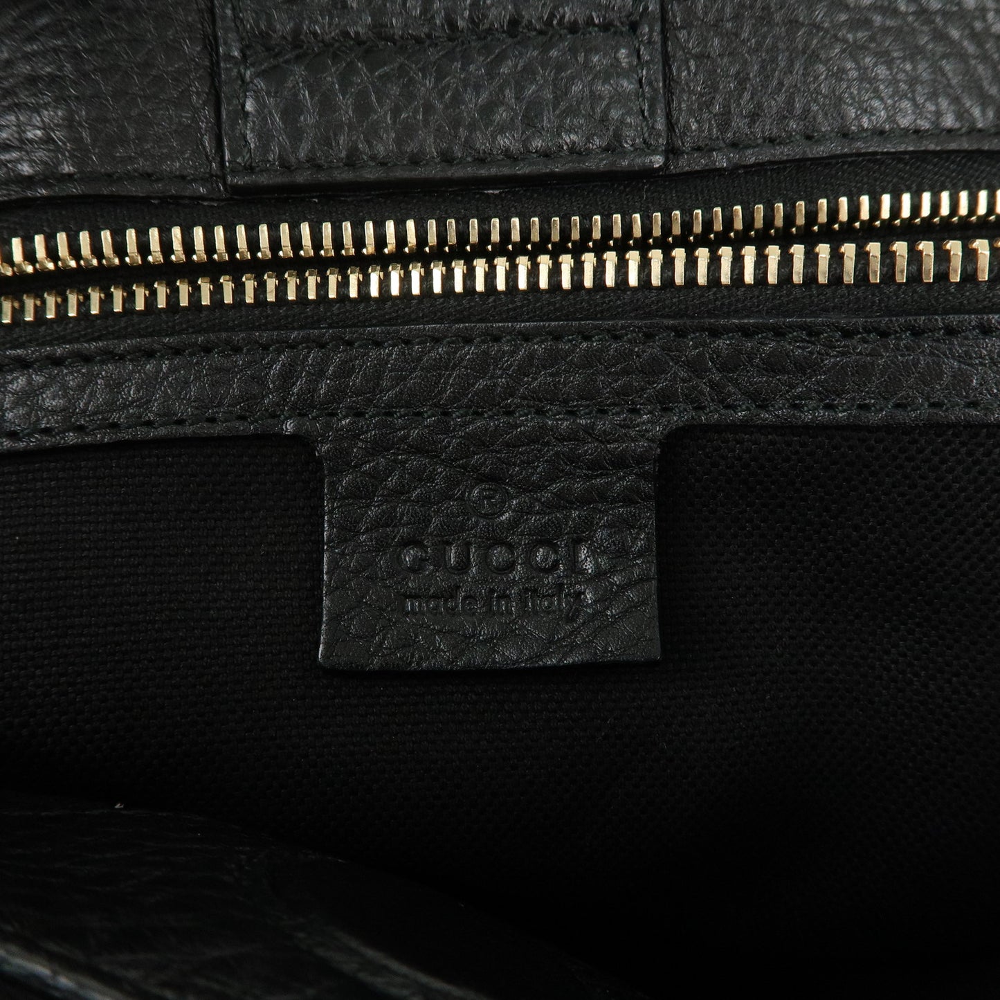GUCCI Bamboo Leather 2WAY Shopper Medium Tote Bag Black 323660