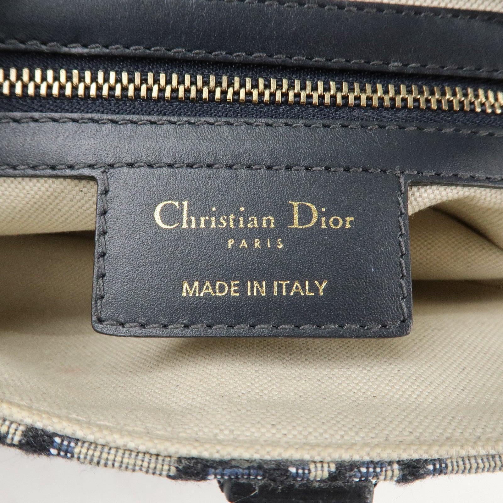 Christian Dior Oblique Jacquard Leather Saddle Mini Hand Bag Navy