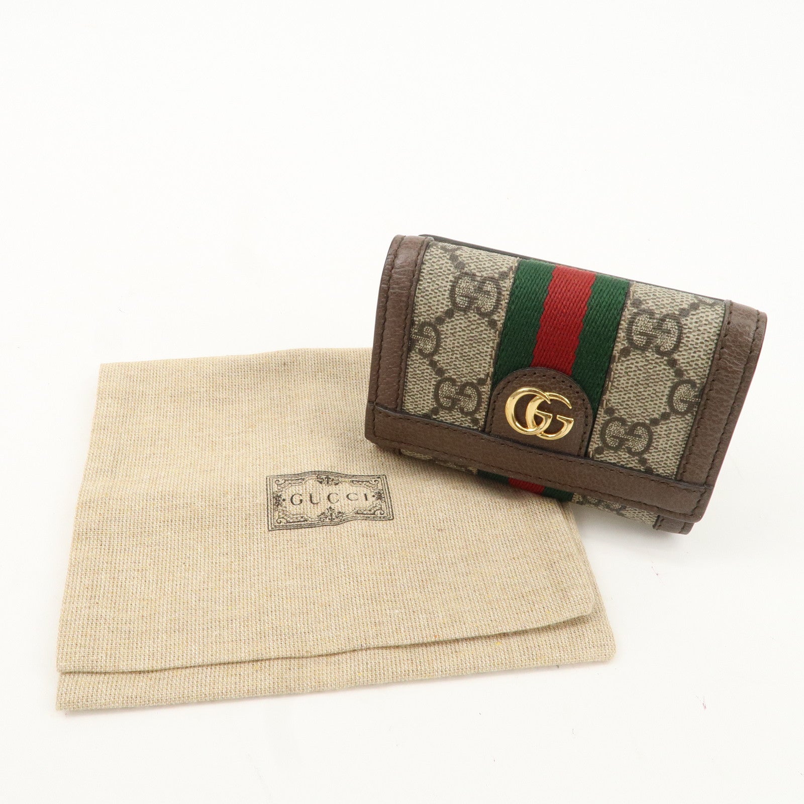 GUCCI Ophidia GG Supreme Leather Tri-Fold Compact Wallet 644334