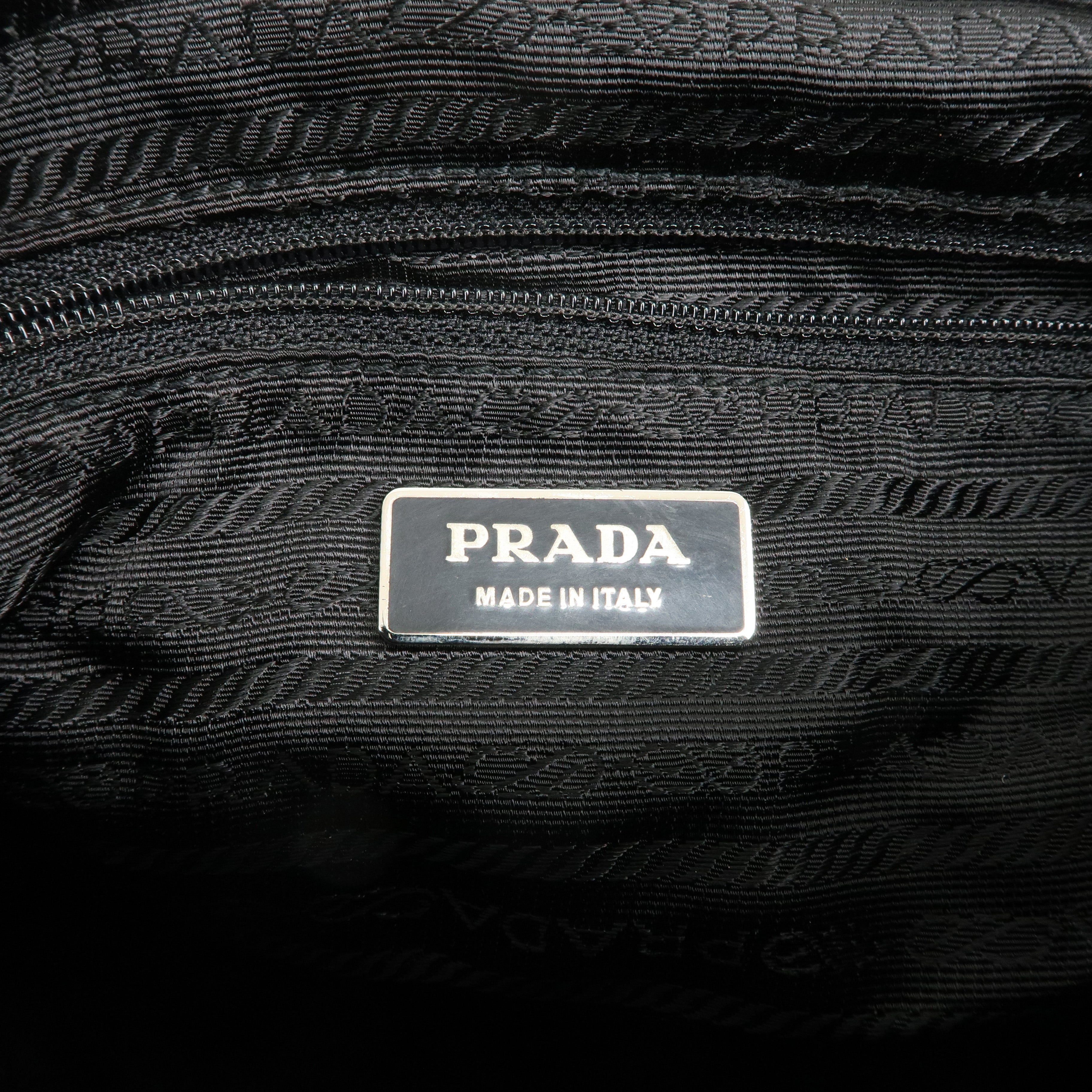 PRADA Logo Nylon Leather Shoulder Bag NERO Black B6671