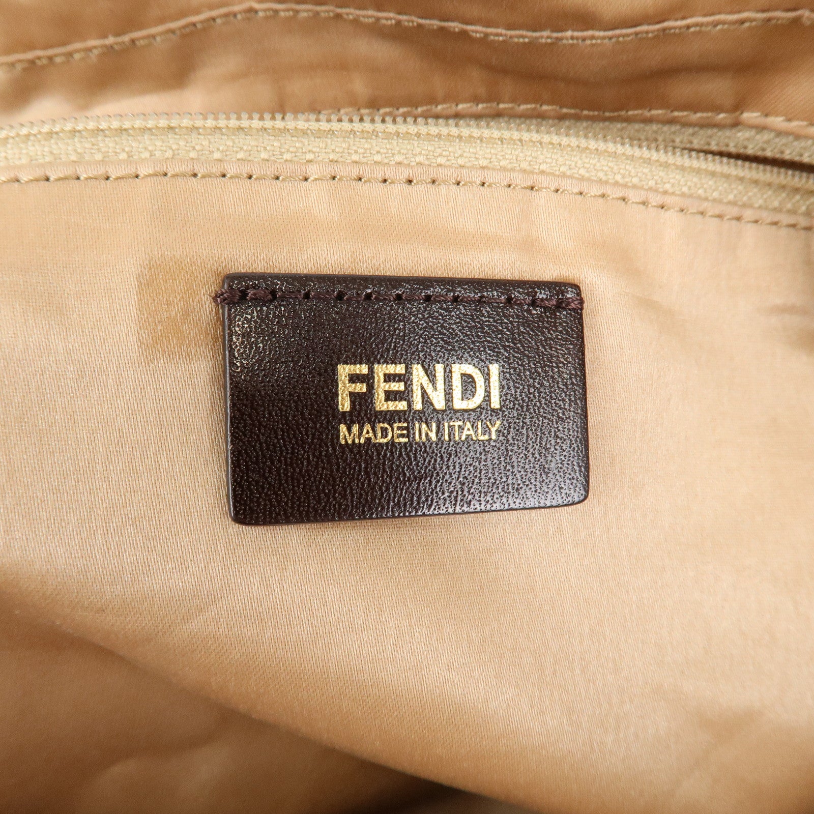 FENDI Mamma Baguette Leather Shoulder Bag Beige 8BR638