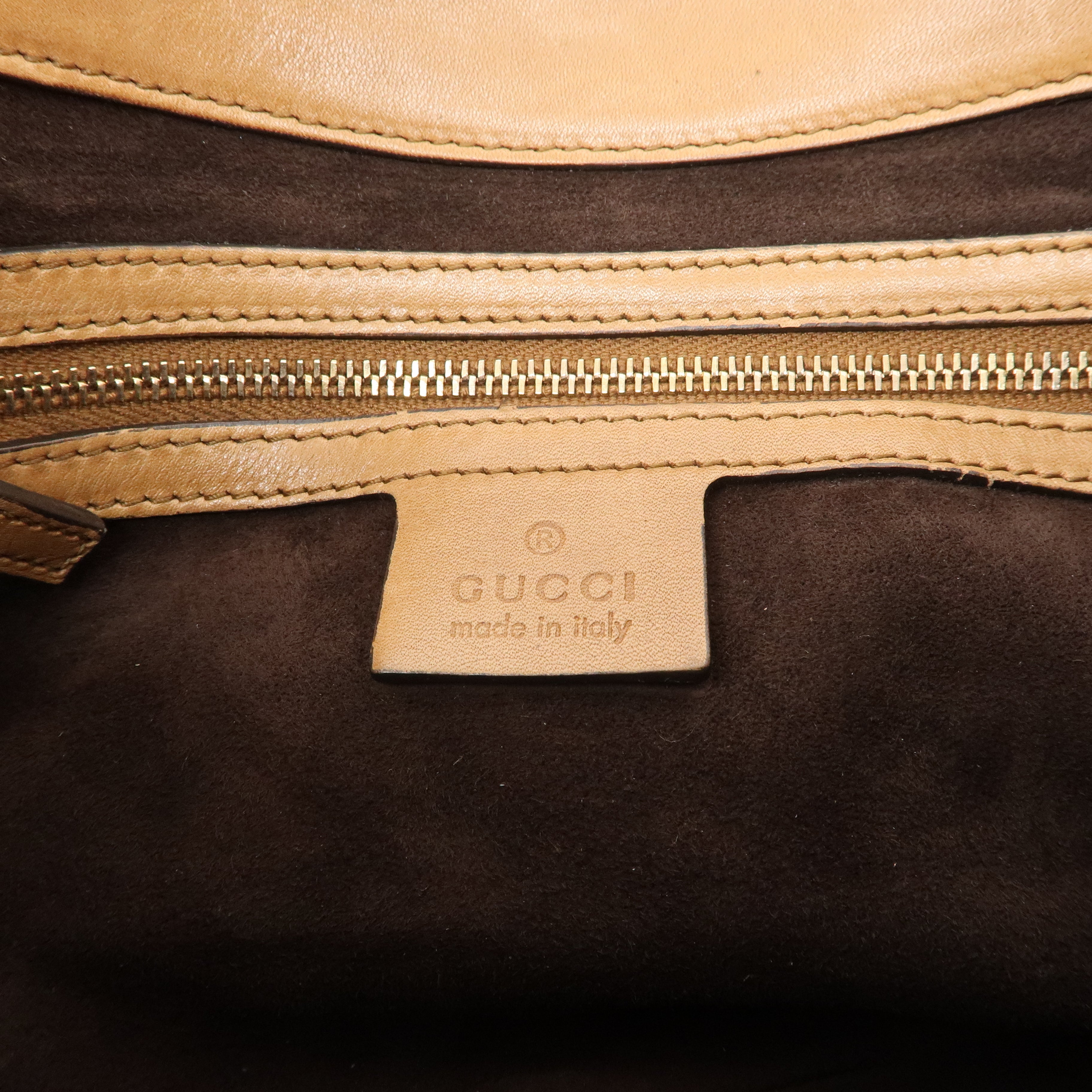 GUCCI Leather Shoulder Bag Hand Bag Brown Gold HDW 263954