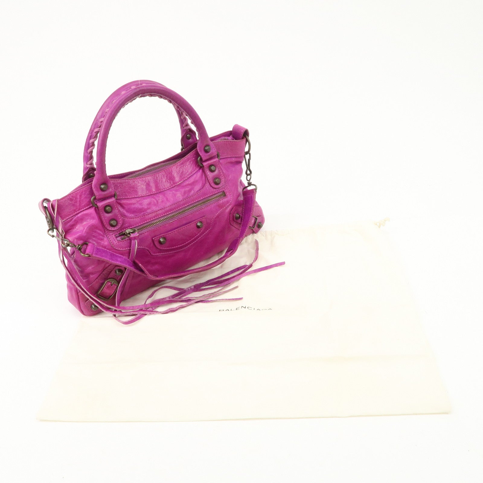 BALENCIAGA The First Leather 2Way Bag Hand Bag Pink 103208 Used