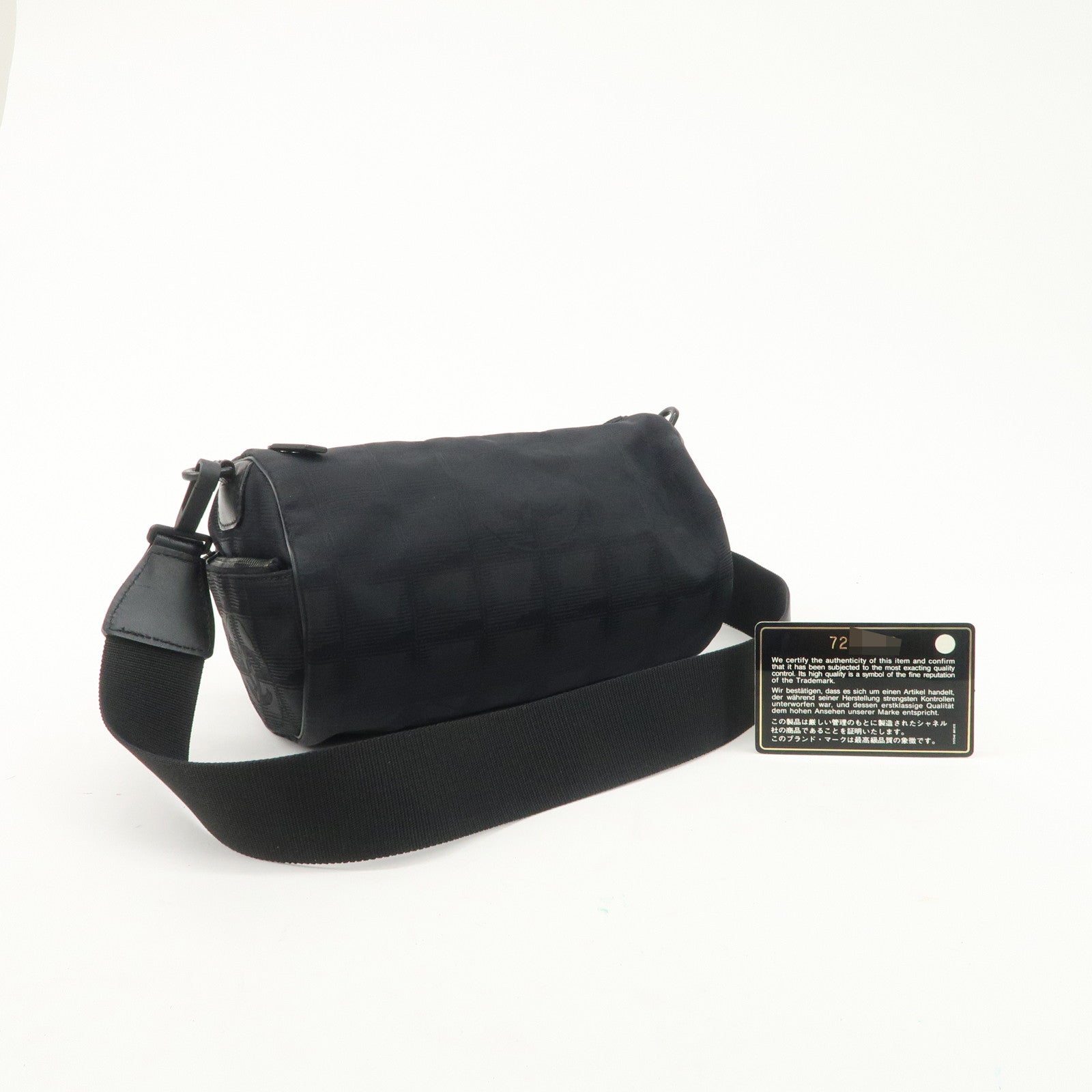 CHANEL New Travel Line Nylon Jacquard Leather Shoulder Bag A17669 Used