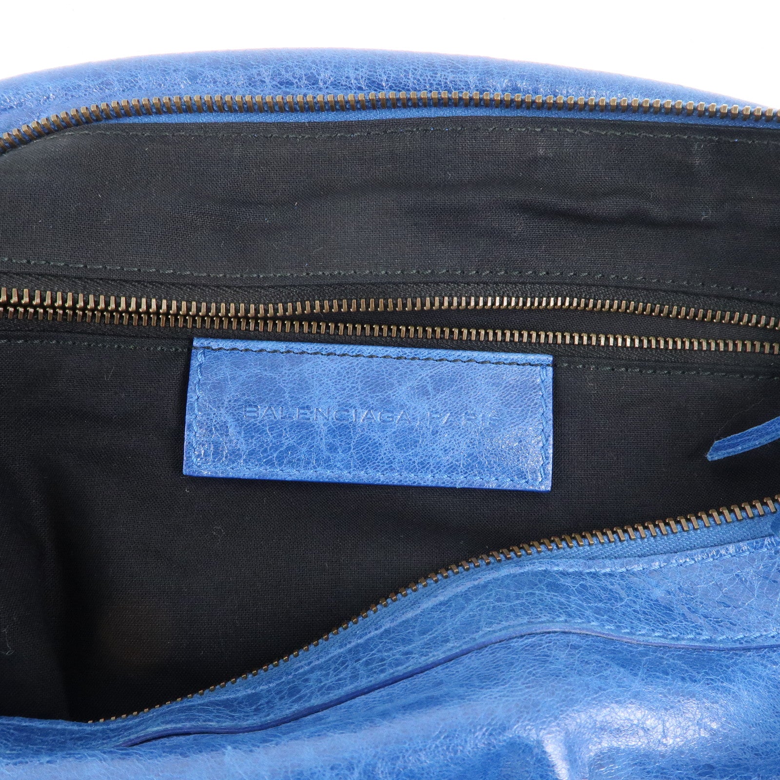 BALENCIAGA Editor's The Day Leather Shoulder Bag Blue 140442