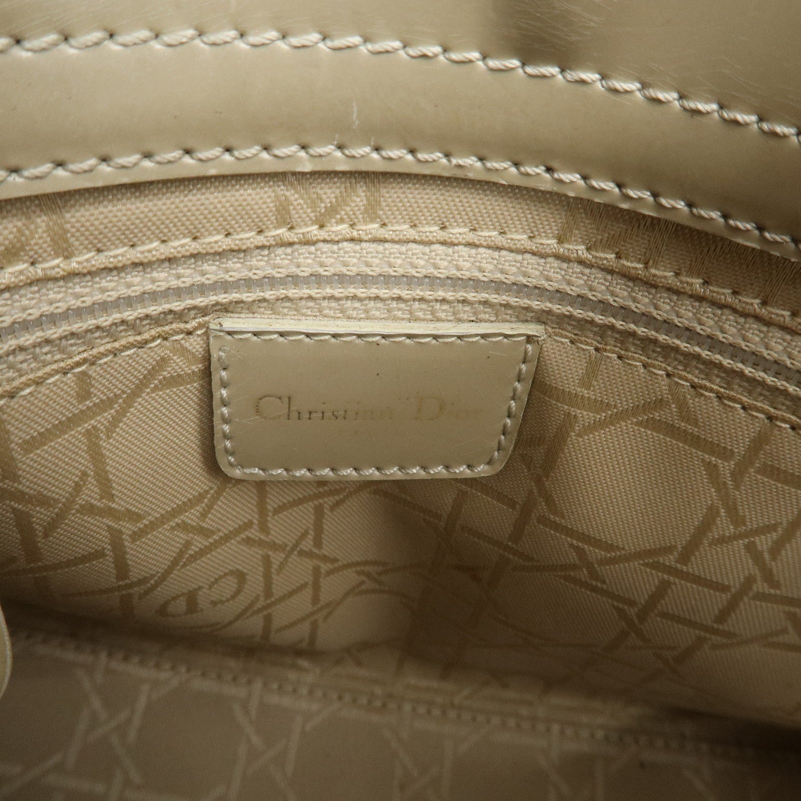 Christian Dior Maris Pearl Patent Leather Mini Tote Bag Ivory