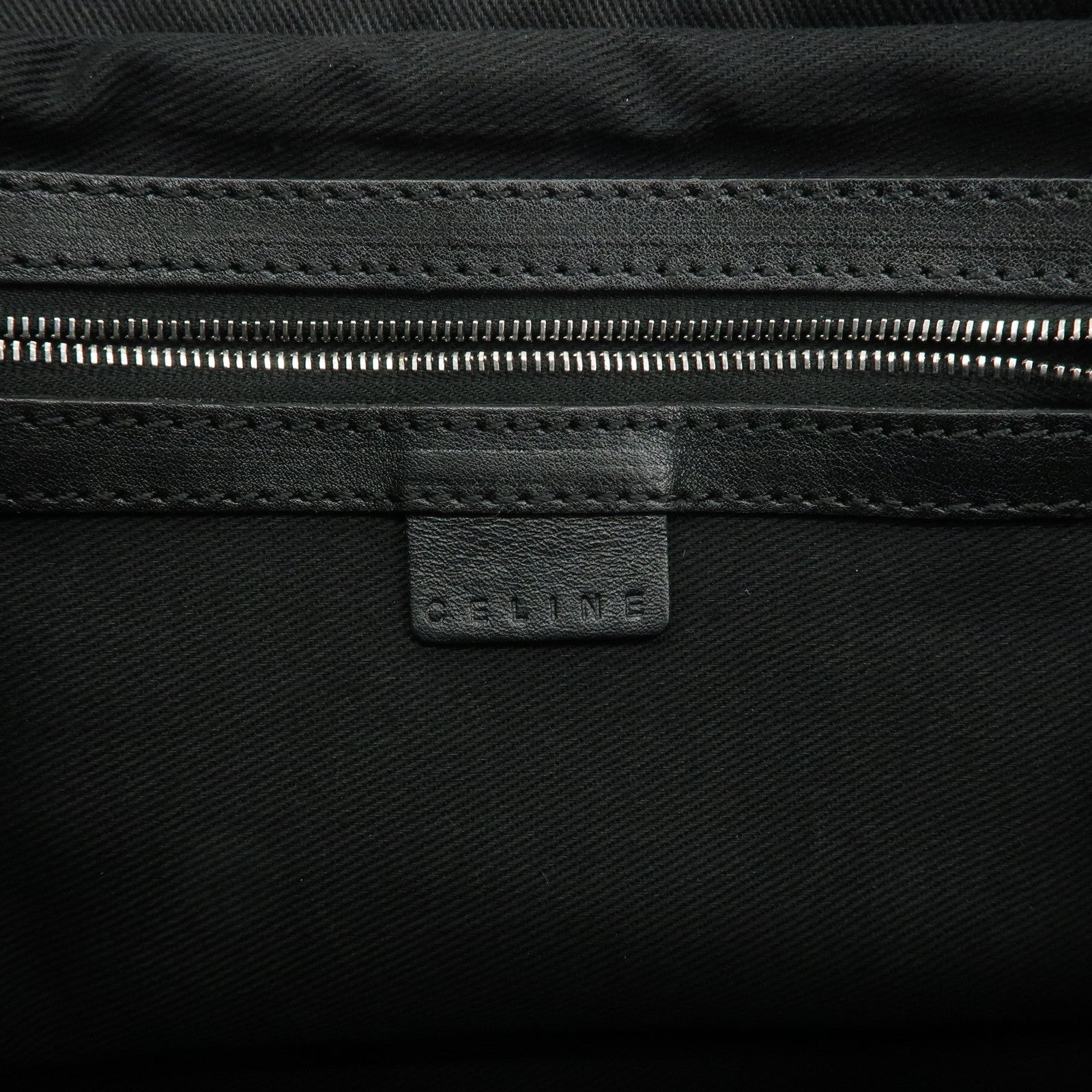 CELINE C Macadam Suede Leather Tote Bag Black Used
