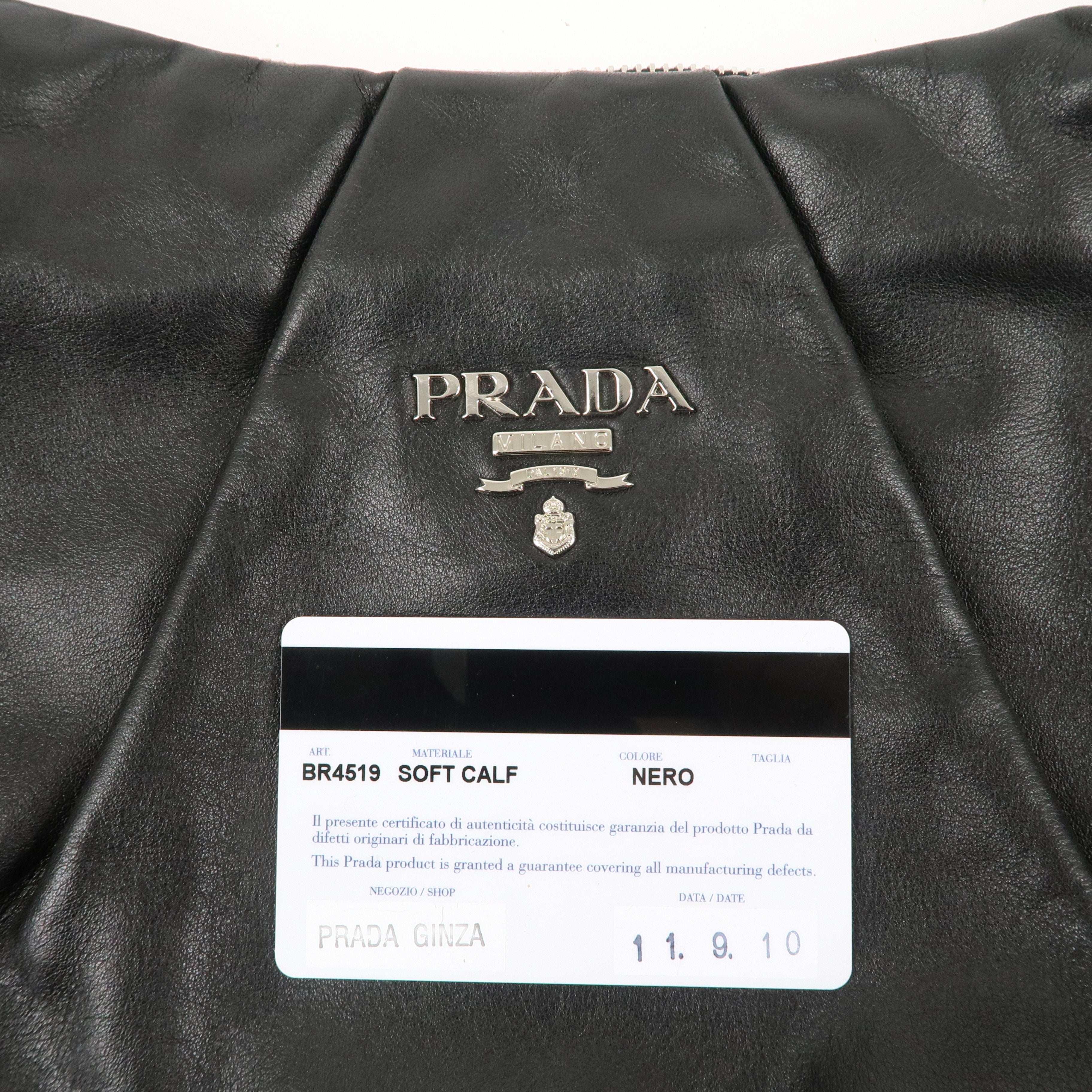 PRADA Leather One Shoulder Bag NERO Black BR4519