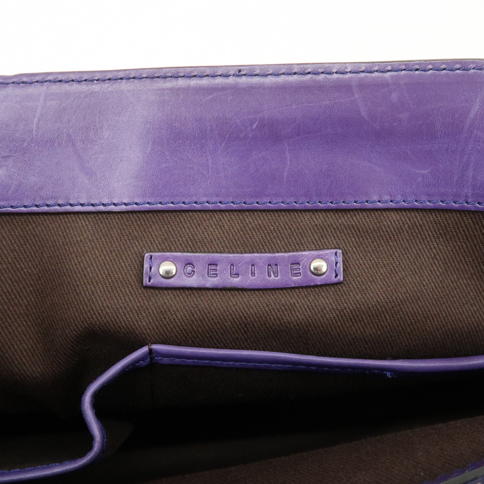 CELINE Leather Boogie Bag Hand Bag Purple Used