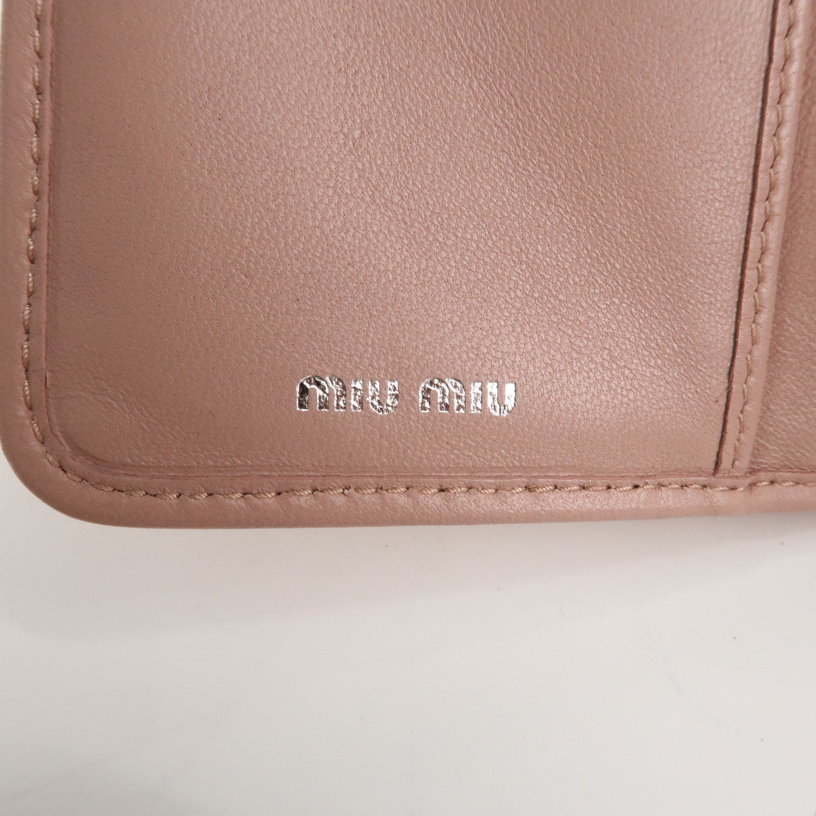 MIU MIU Matelasse Leather Tri-fold Wallet Pink