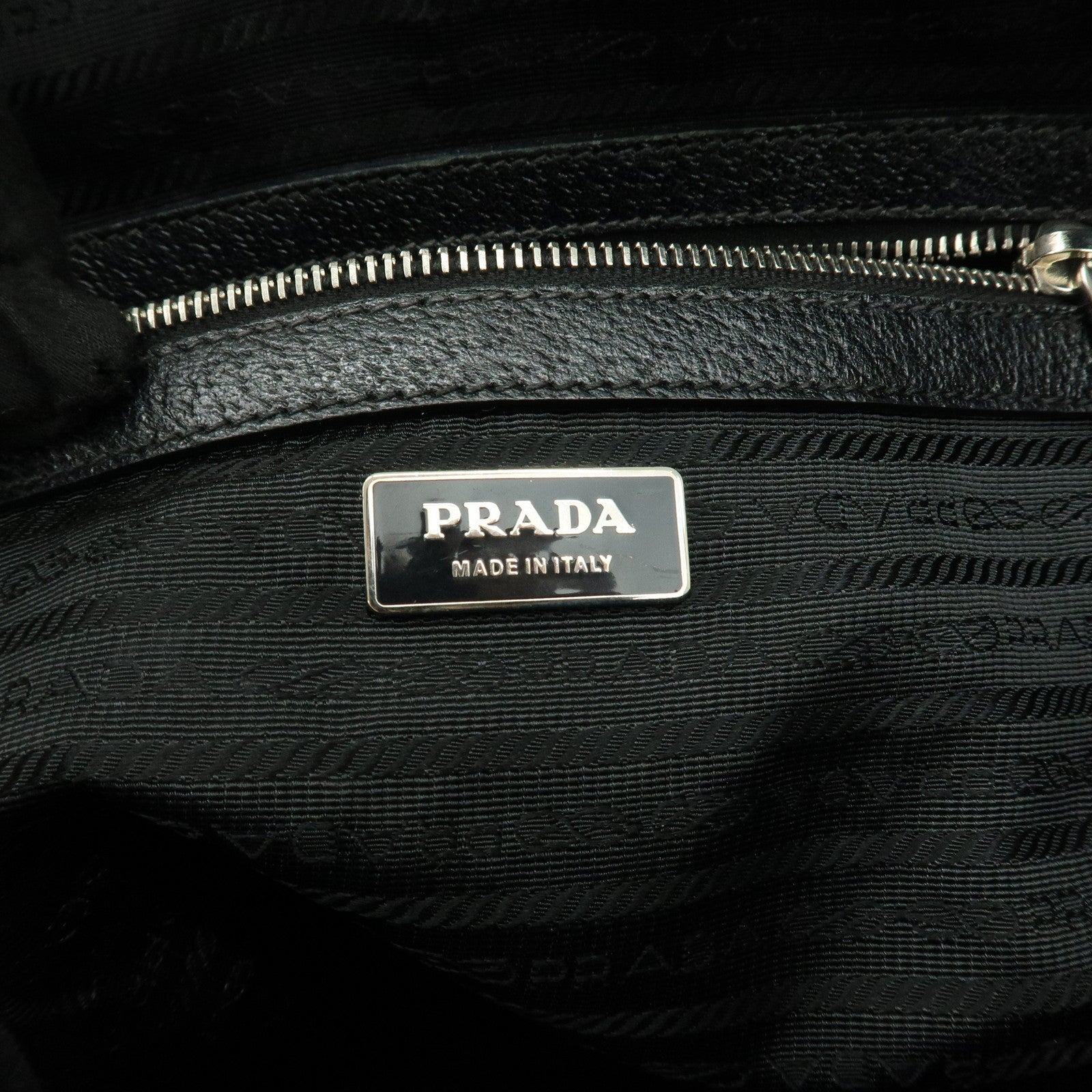 PRADA Canvas Leather Bowling Bag Boston Bag Black Nero Silver HDW