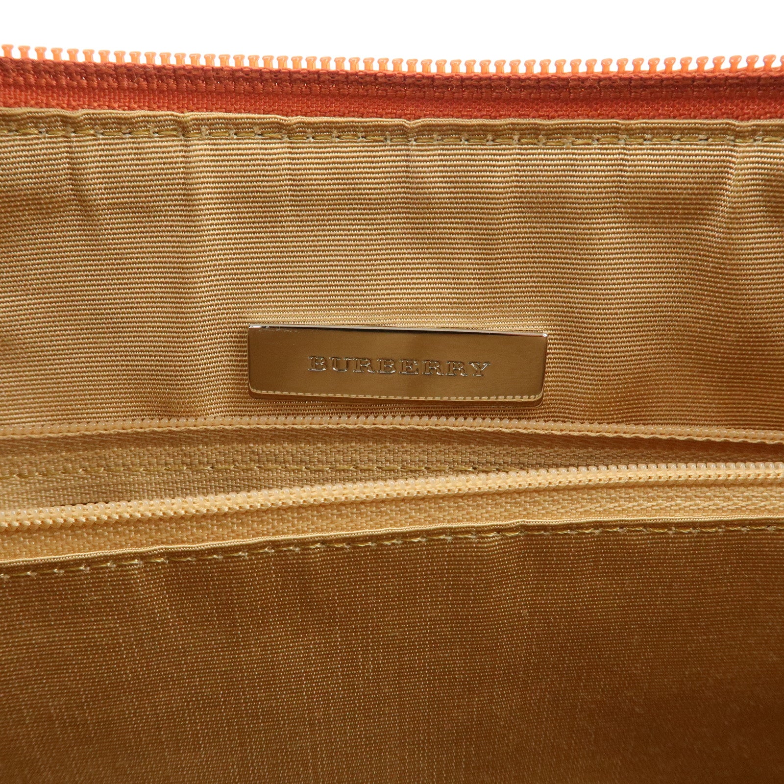 BURBERRY Canvas Leather Shoulder Bag Hand Bag Nova Plaid Orange Used