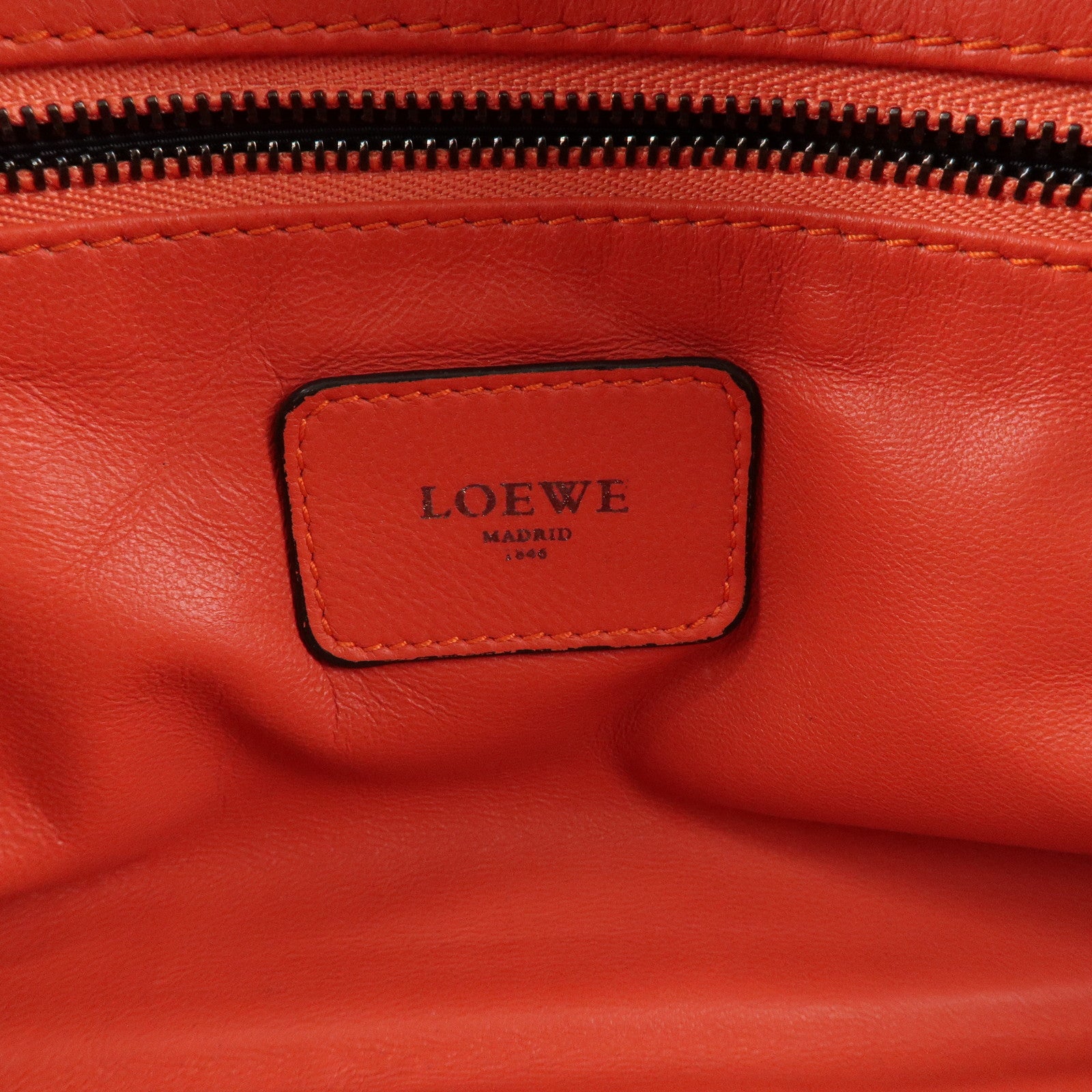 LOEWE Anagram Leather Amazona 28 Hand Bag Orange Bordeaux Pink