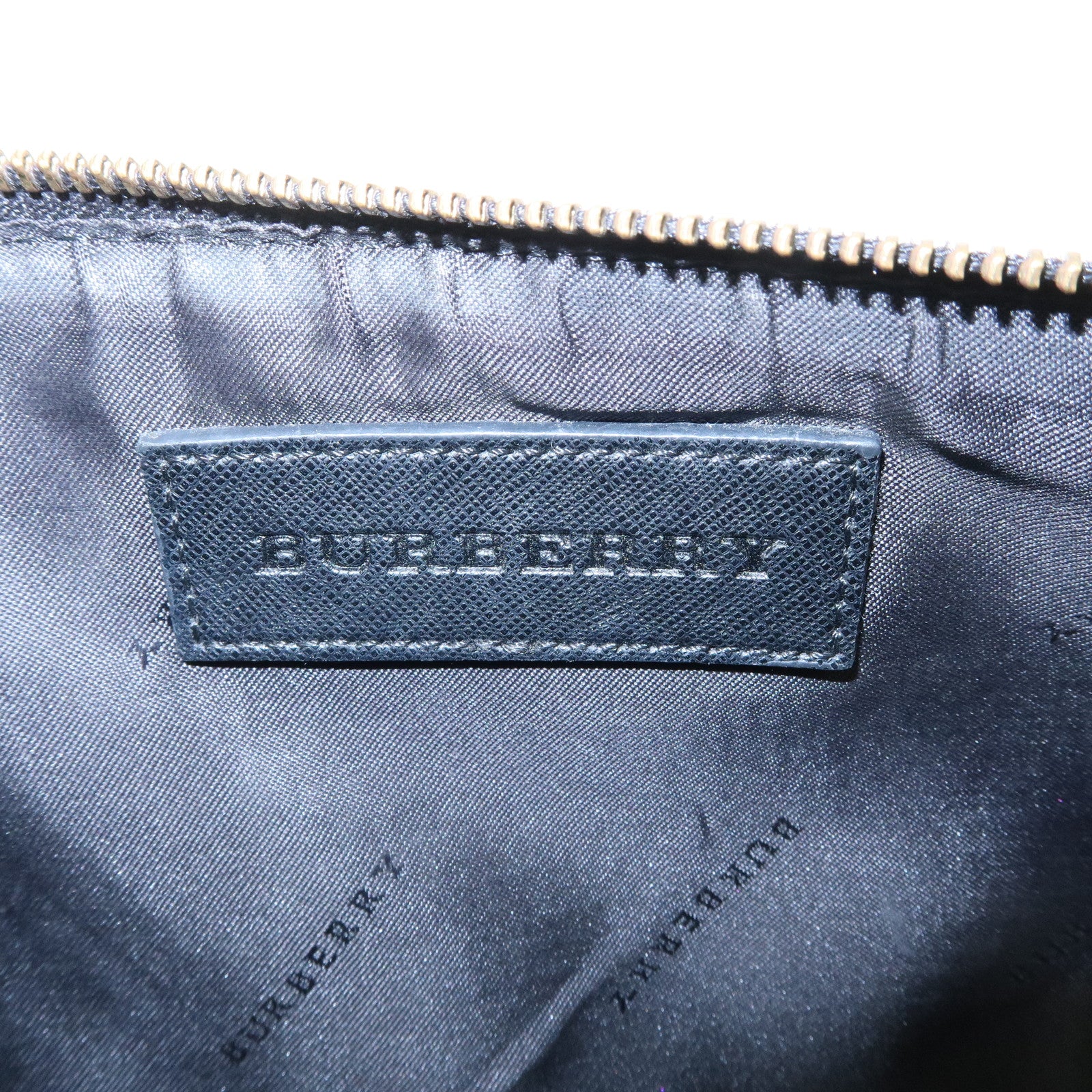 BURBERRY Nova Plaid PVC Leather Shoulder Bag Hand Bag Black Used