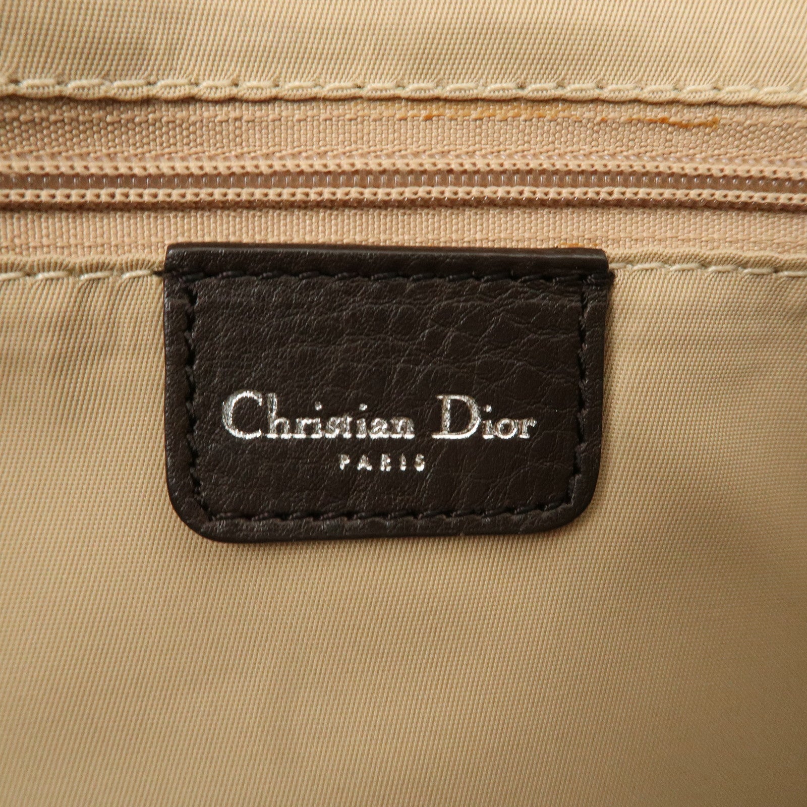 Christian Dior Trotter Canvas Leather Mini Boston Bag Beige