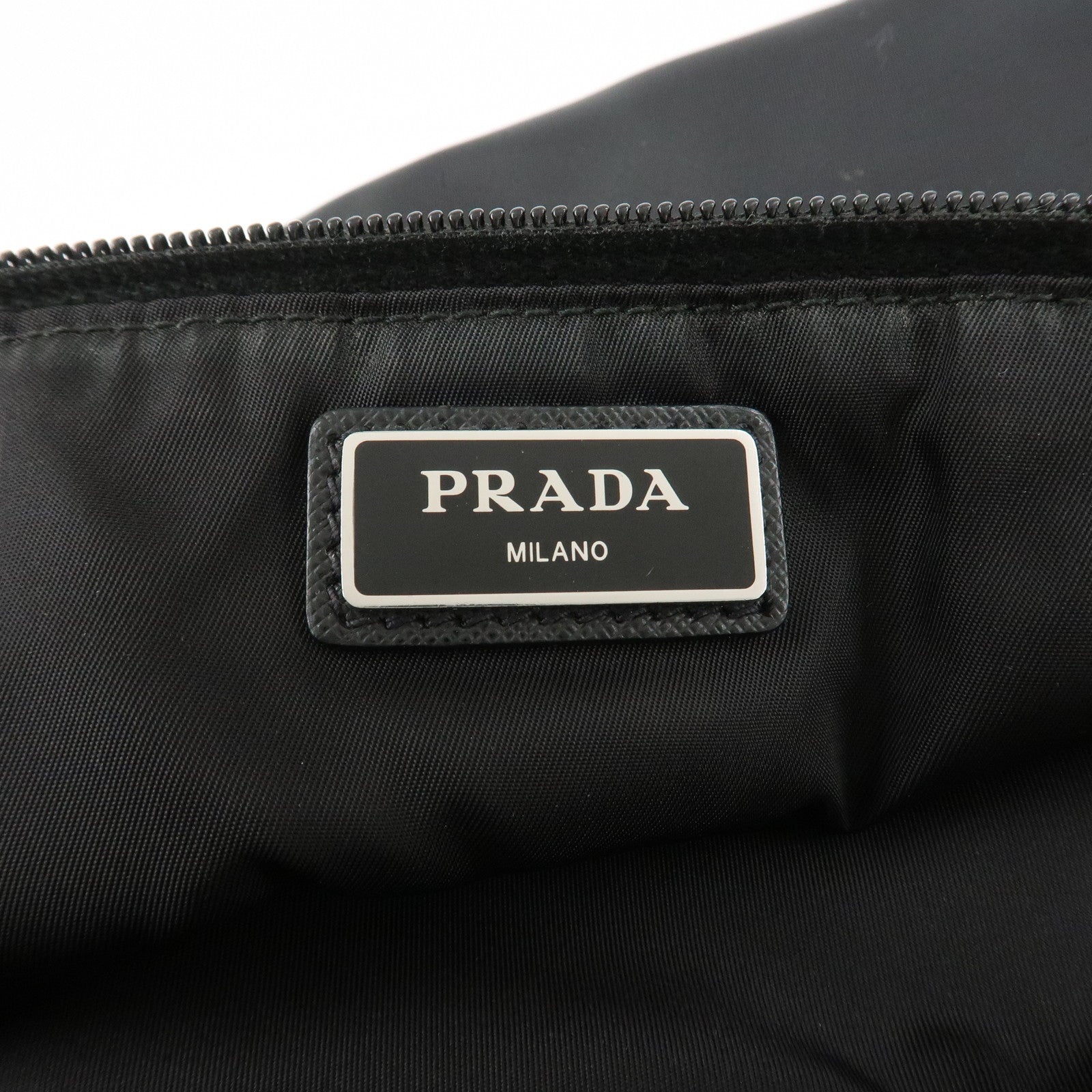 PRADA Logo Nylon Leather Waist Bag Crossbody Bag Black