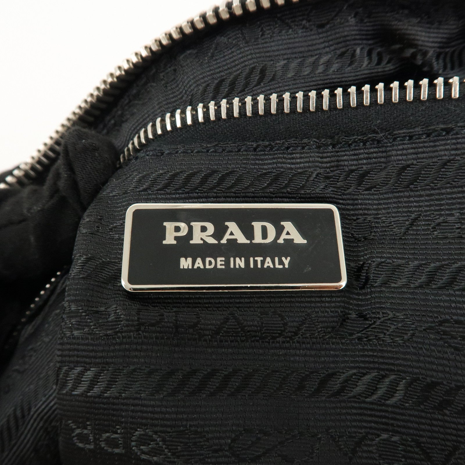 PRADA Leather Shoulder Bag Hand Bag Black Silver Hardware