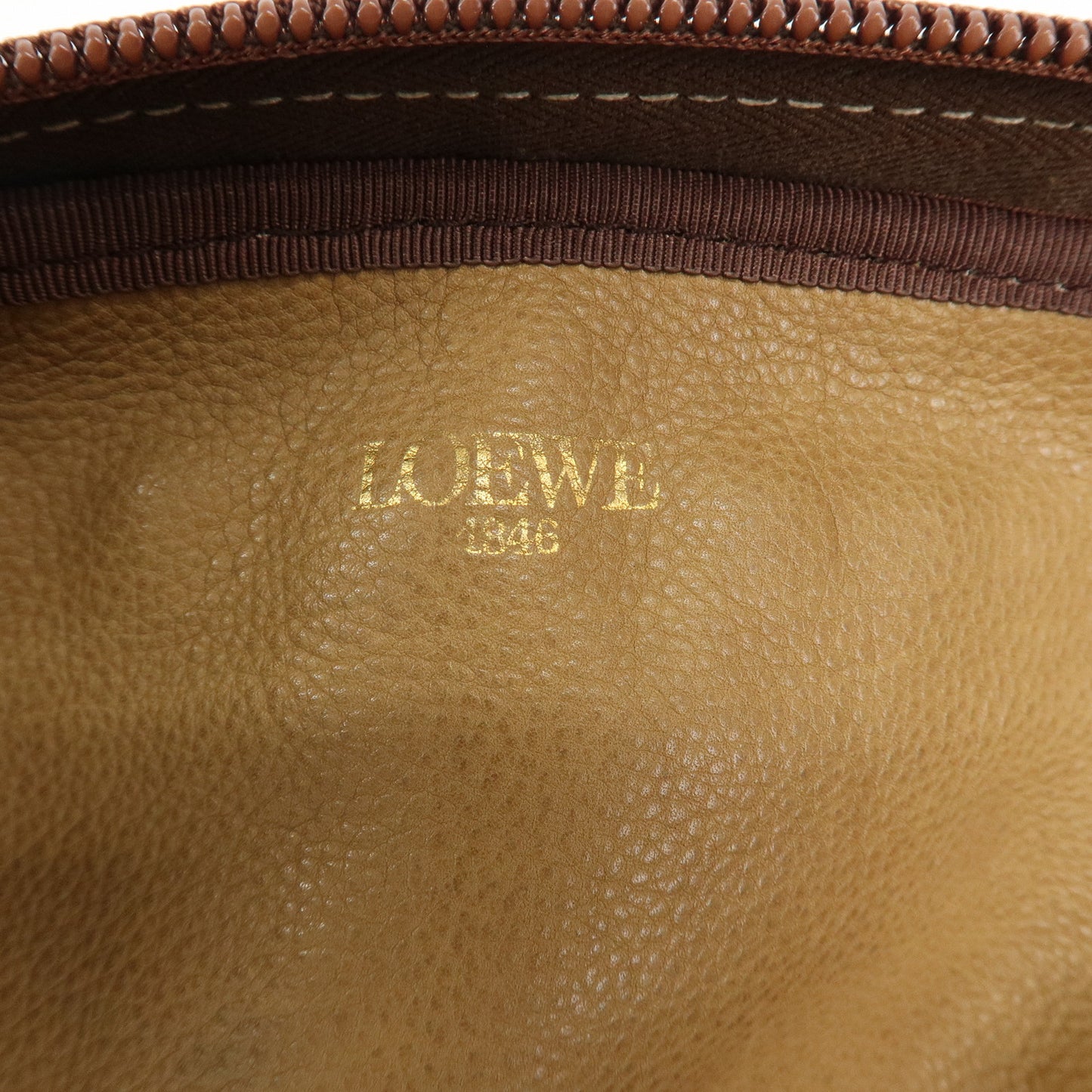 LOEWE Anagram Suede Leather Shoulder Bag Brown Gold Hardware