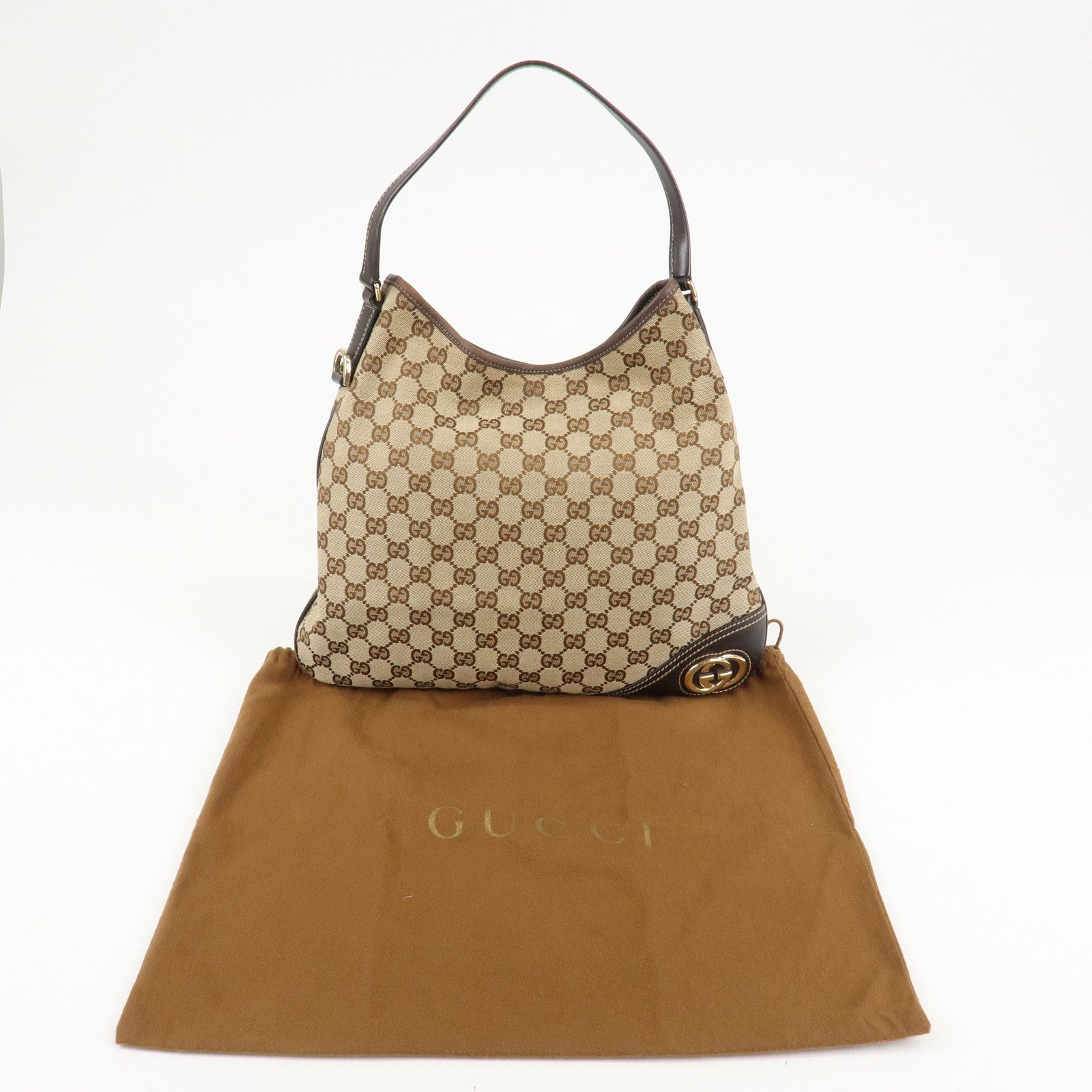 GUCCI Interlocking G GG Canvas Leather Shoulder Bag 169947