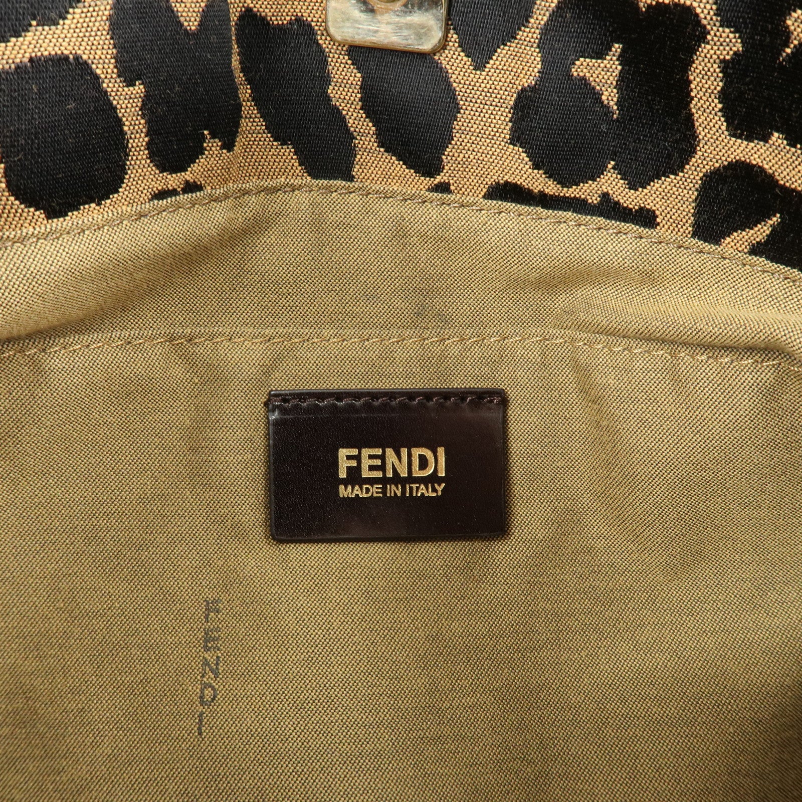 FENDI Canvas Leather Shoulder Bag Tote Bag Leopard 8BR652