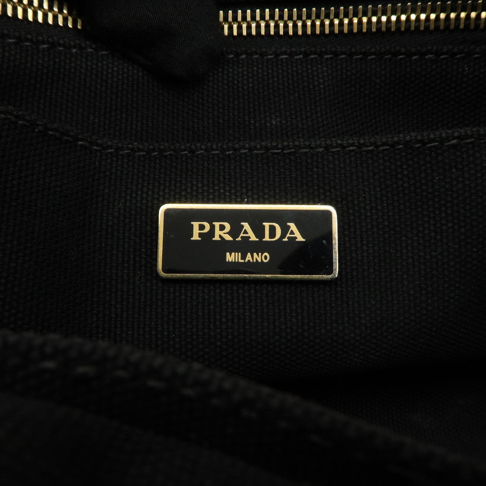 PRADA Logo Canapa Canvas 2way Tote Bag Hand Bag Black BN2642